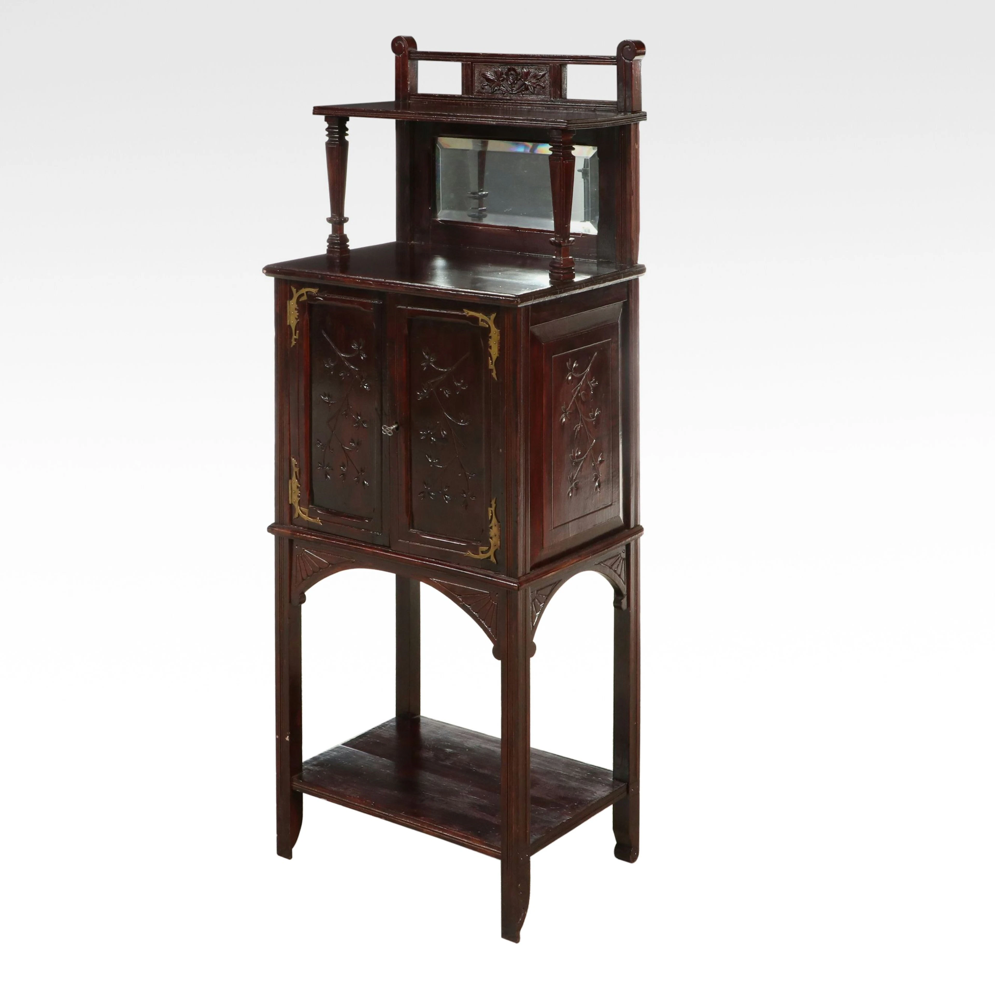 Aesthetic Movement Style Mirrored Back Cabinet, Late 19th to Early 20th Century