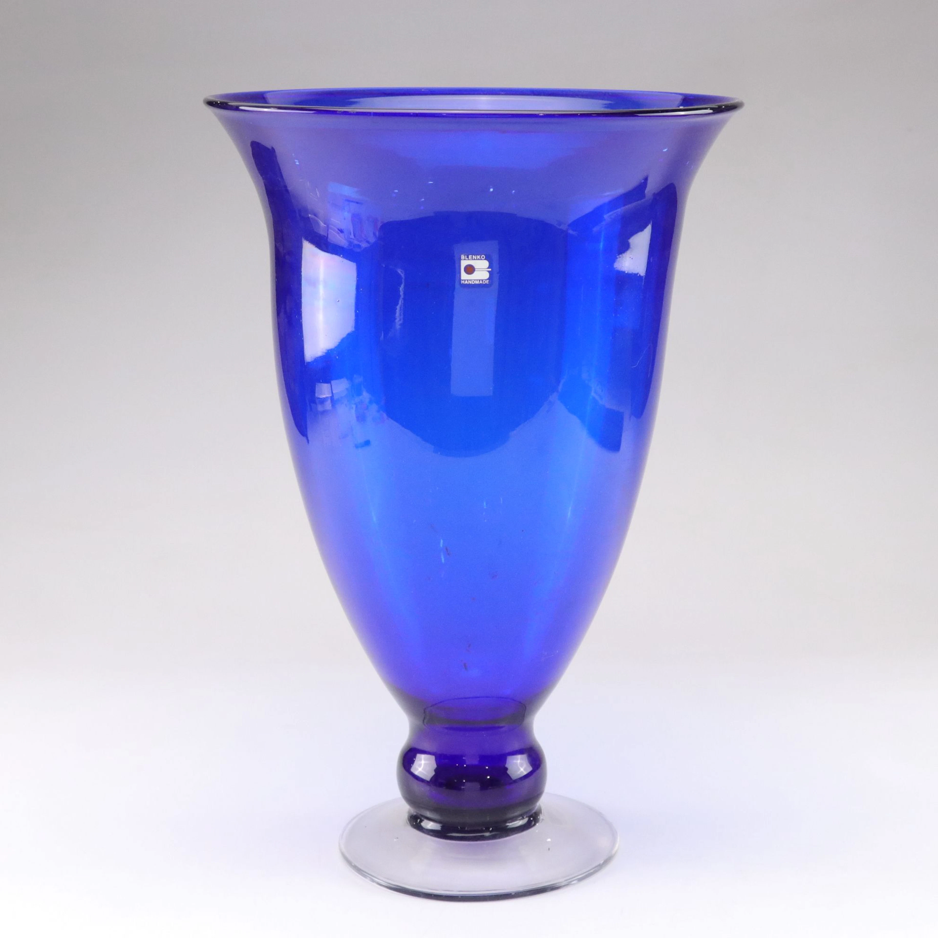 Blenko Cobalt Hand Blown Art Glass Centerpiece Vase
