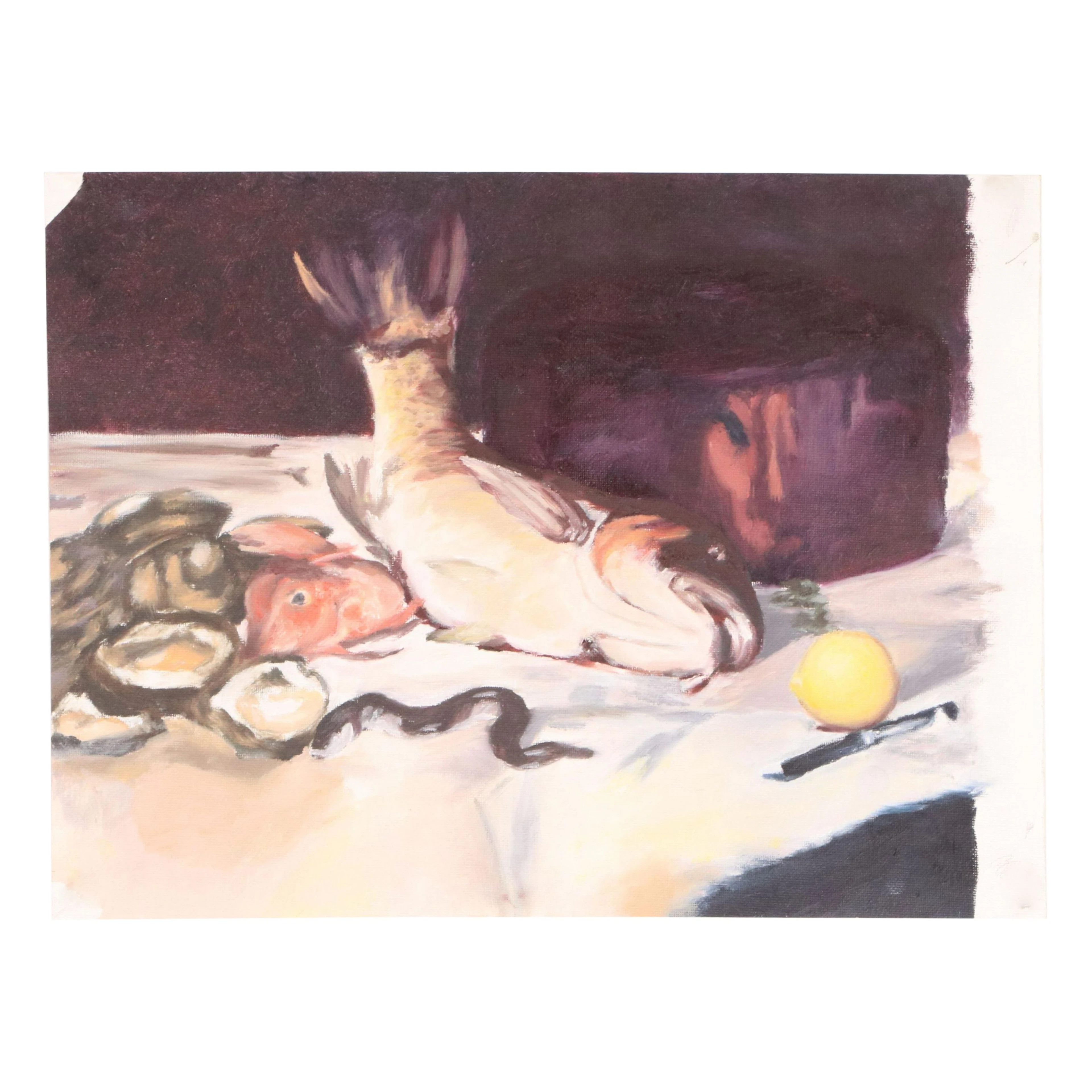 Ben Farrell Still Life Oil Painting After Édouard Manet "Fish (Still Life)"