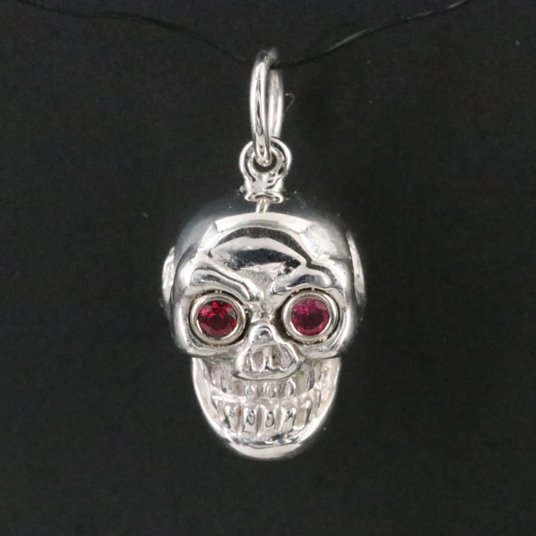 18K Skull Pendant with Ruby Eyes
