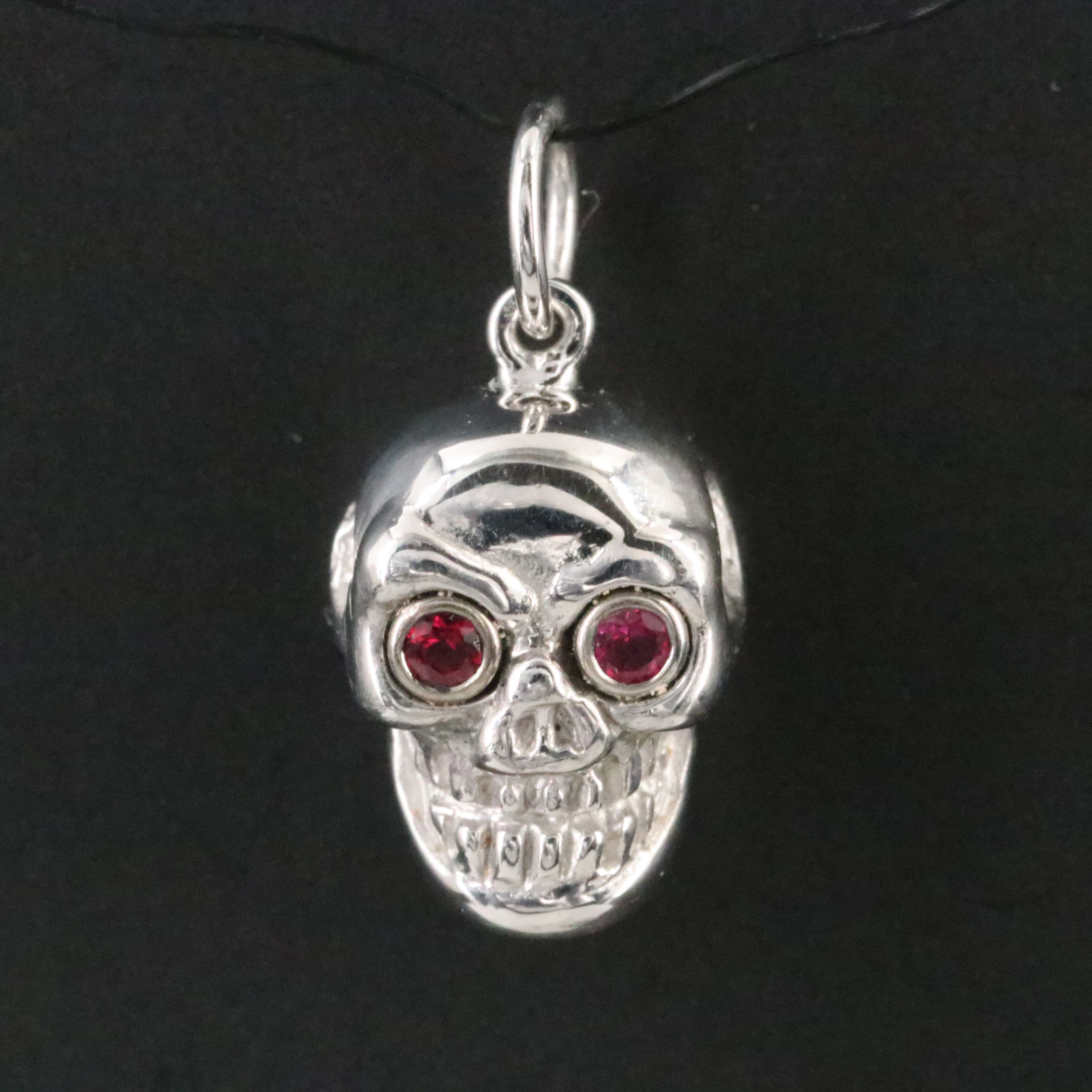 18K Skull Pendant with Ruby Eyes