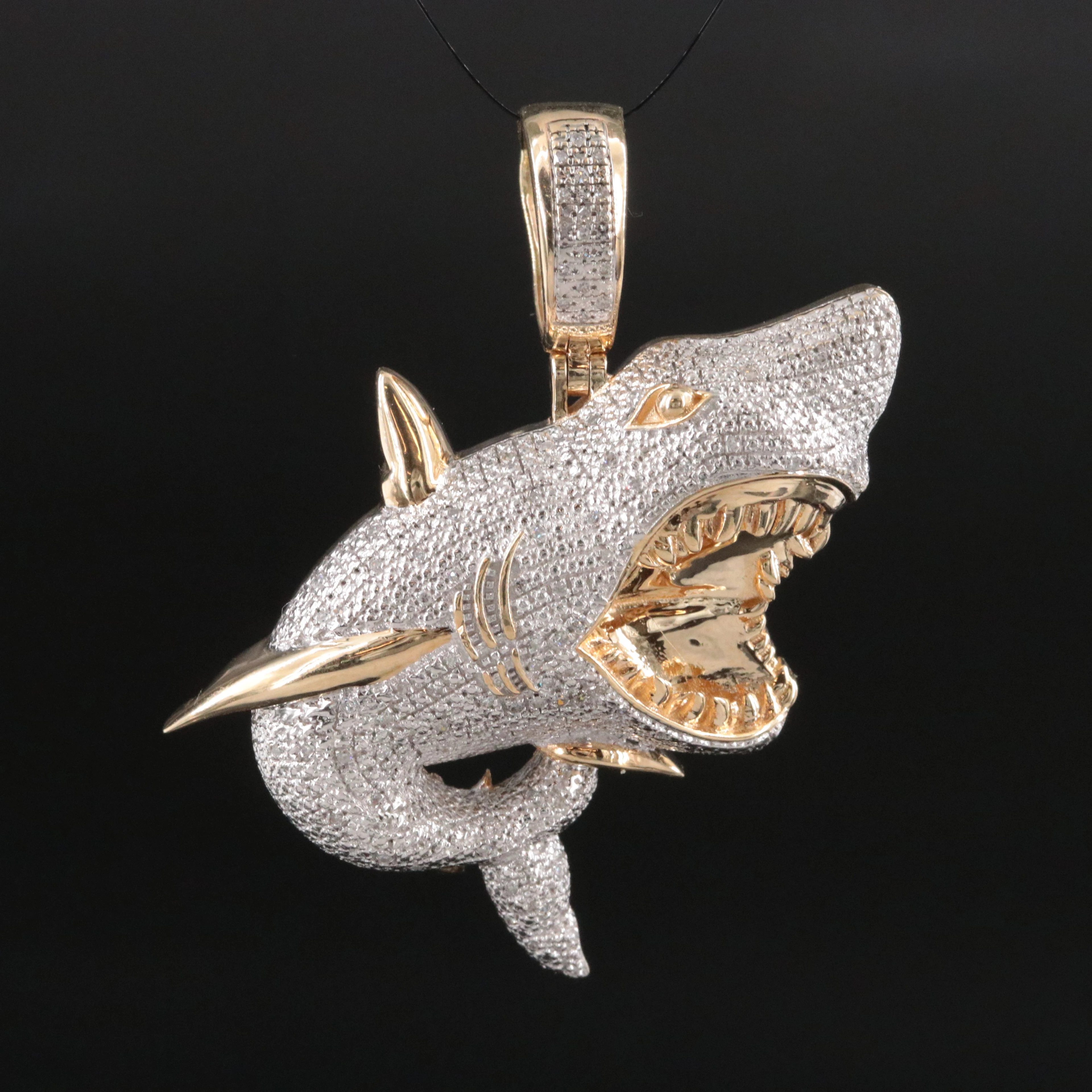 10K 0.38 CTW Diamond Shark Pendant