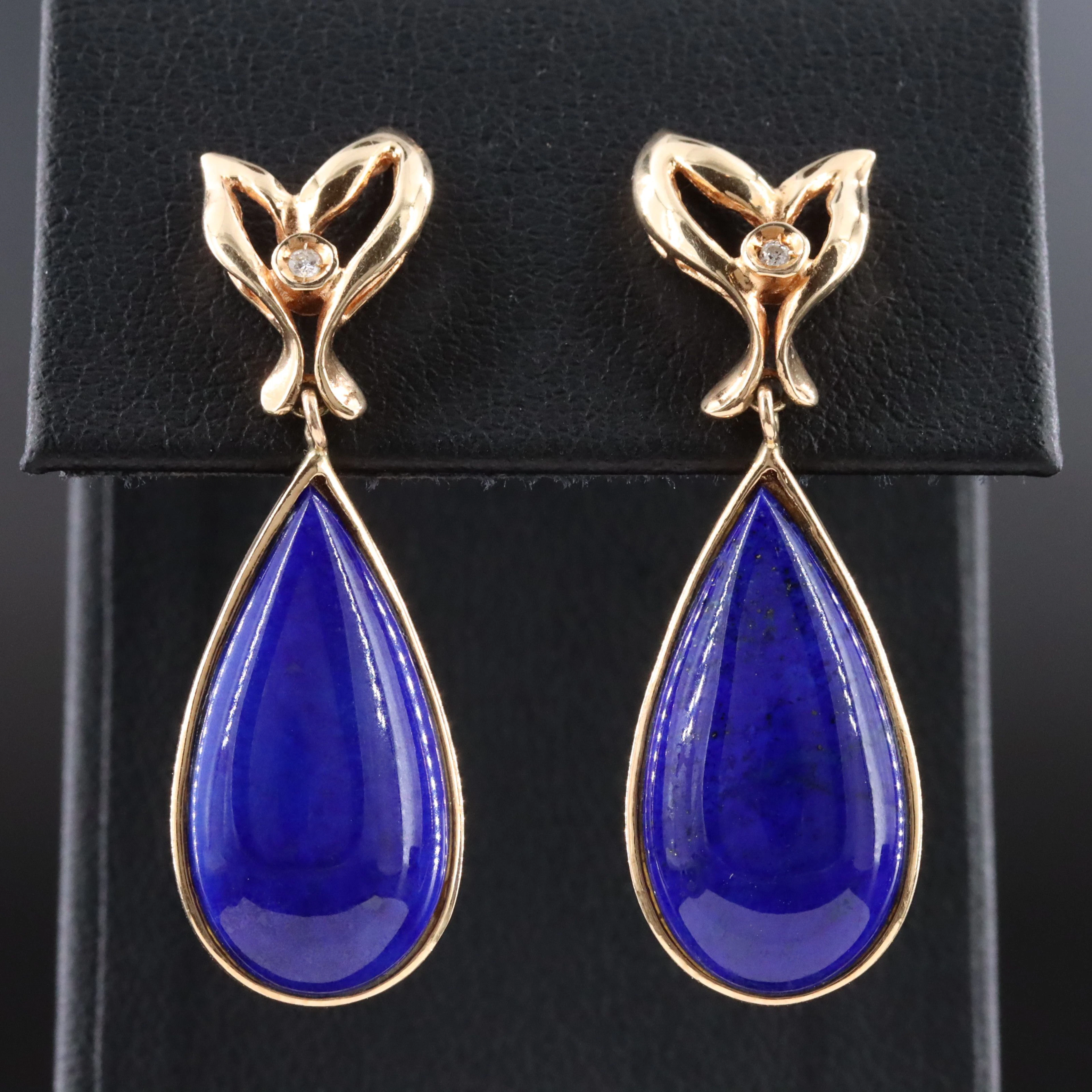 14K Lapis Lazuli and Diamond Pendant Earrings