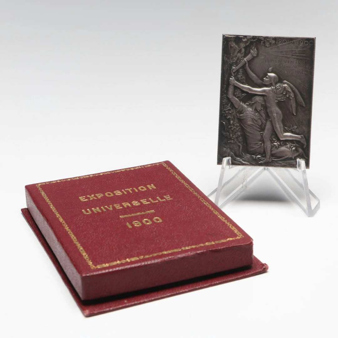 1900 Paris Exposition Universelle Silver-Plated Bronze Plaques