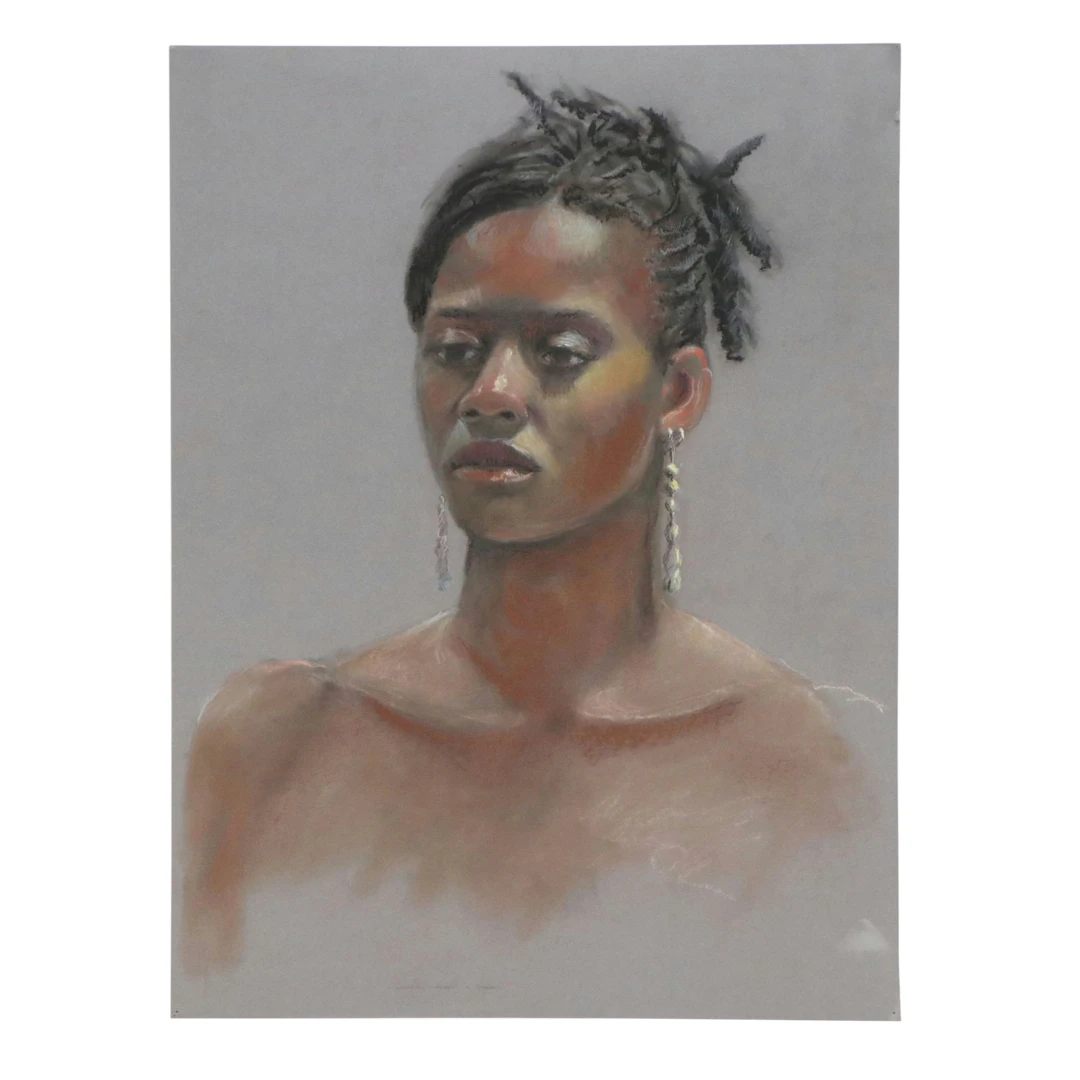Larry Griggs Pastel Portrait of a Black Woman, 21st Century