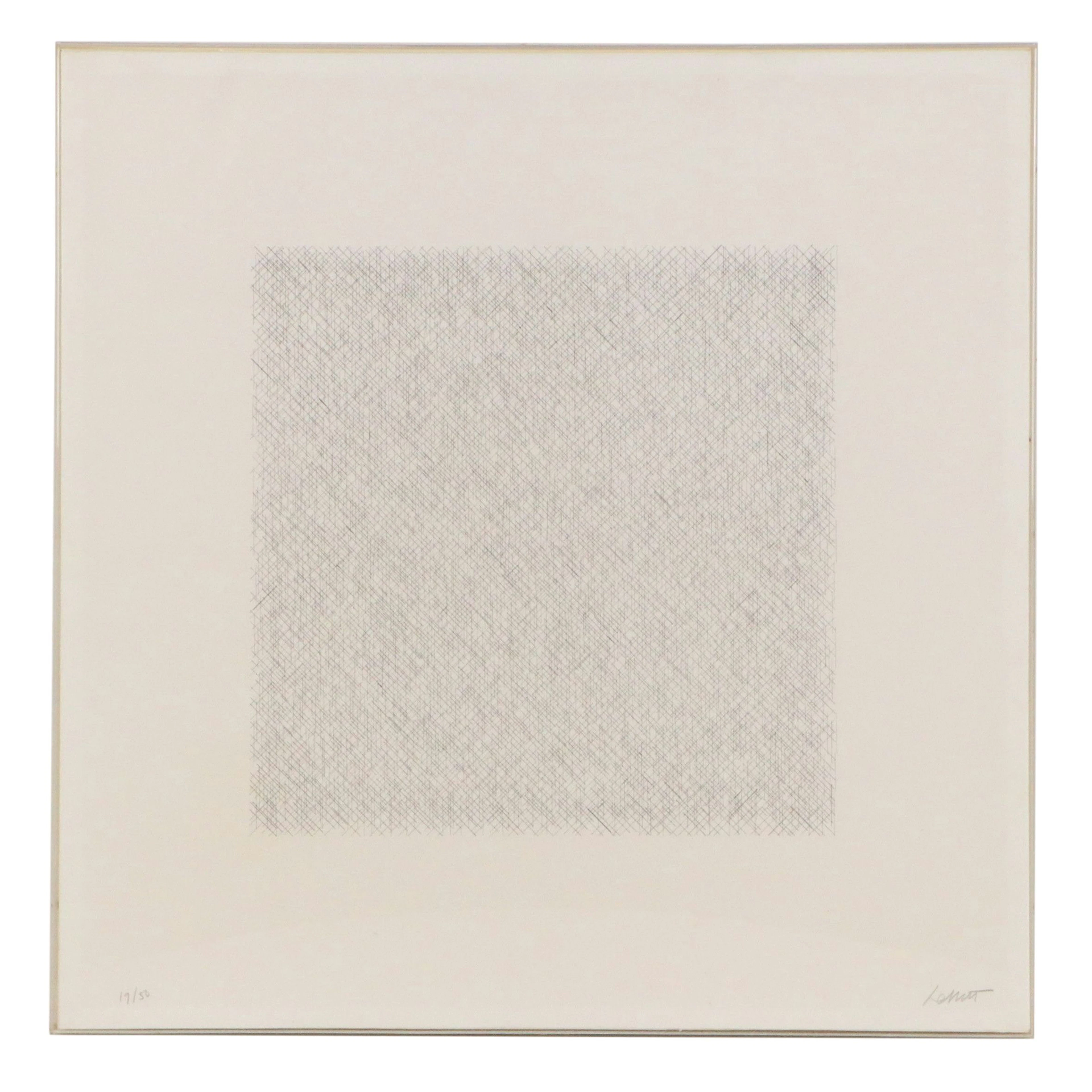 Sol LeWitt Lithograph "Plate #11, Lines of One Inch in Four Directions..." 1971