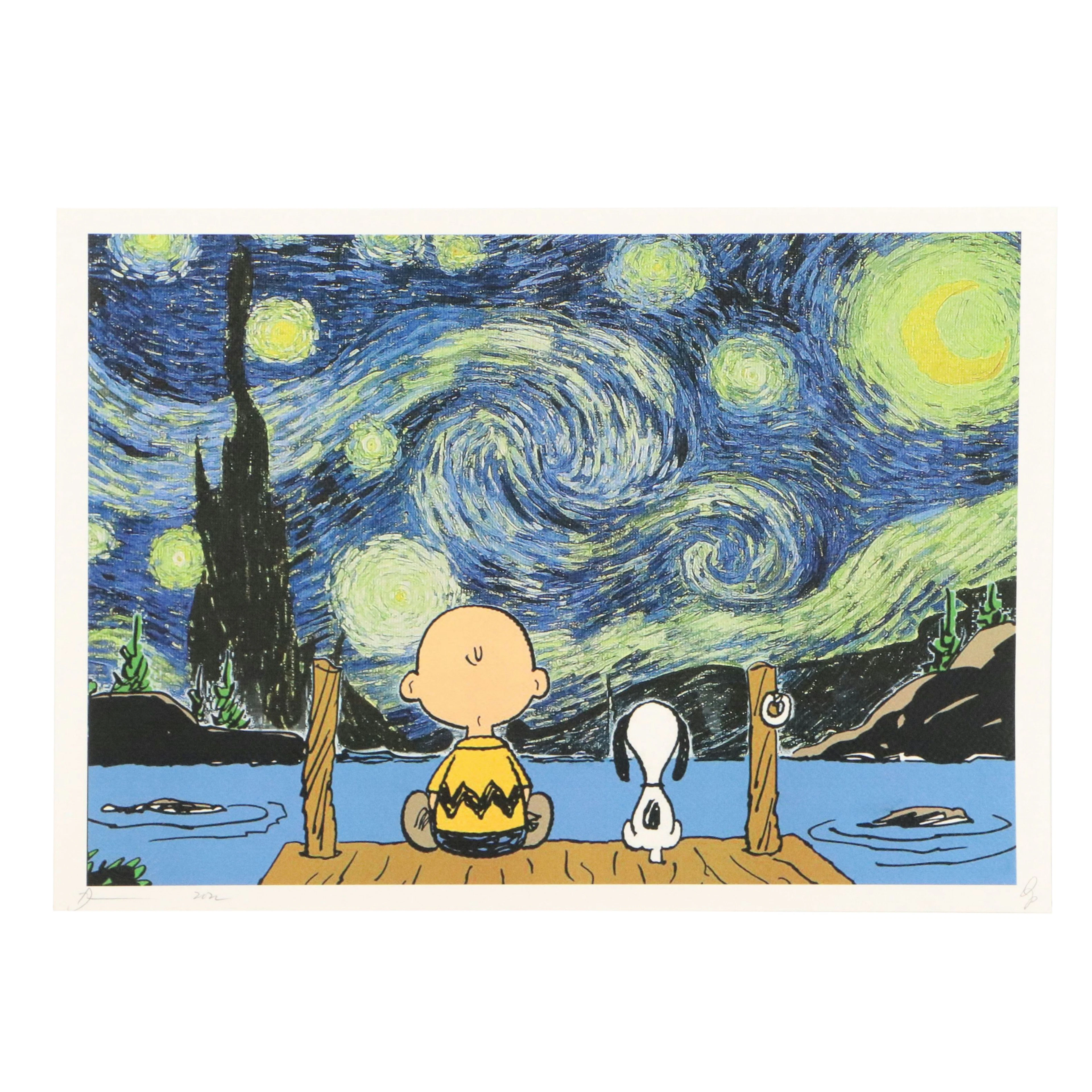 Death NYC Pop Art Offset Lithograph Homage to Van Gogh x Peanuts, 2022