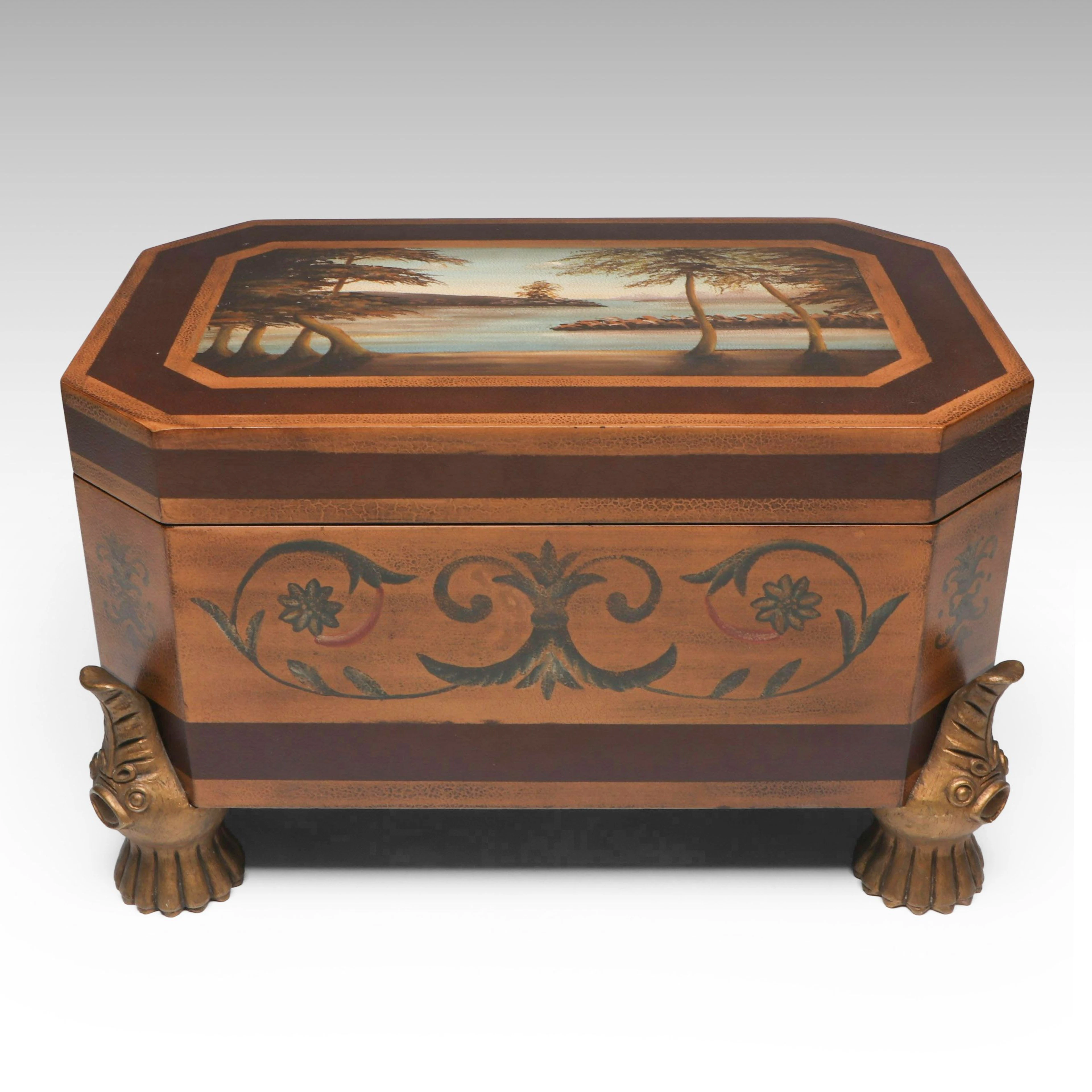 Regency Style Paint-Decorated Wooden Box, Late 20th to 21st Century