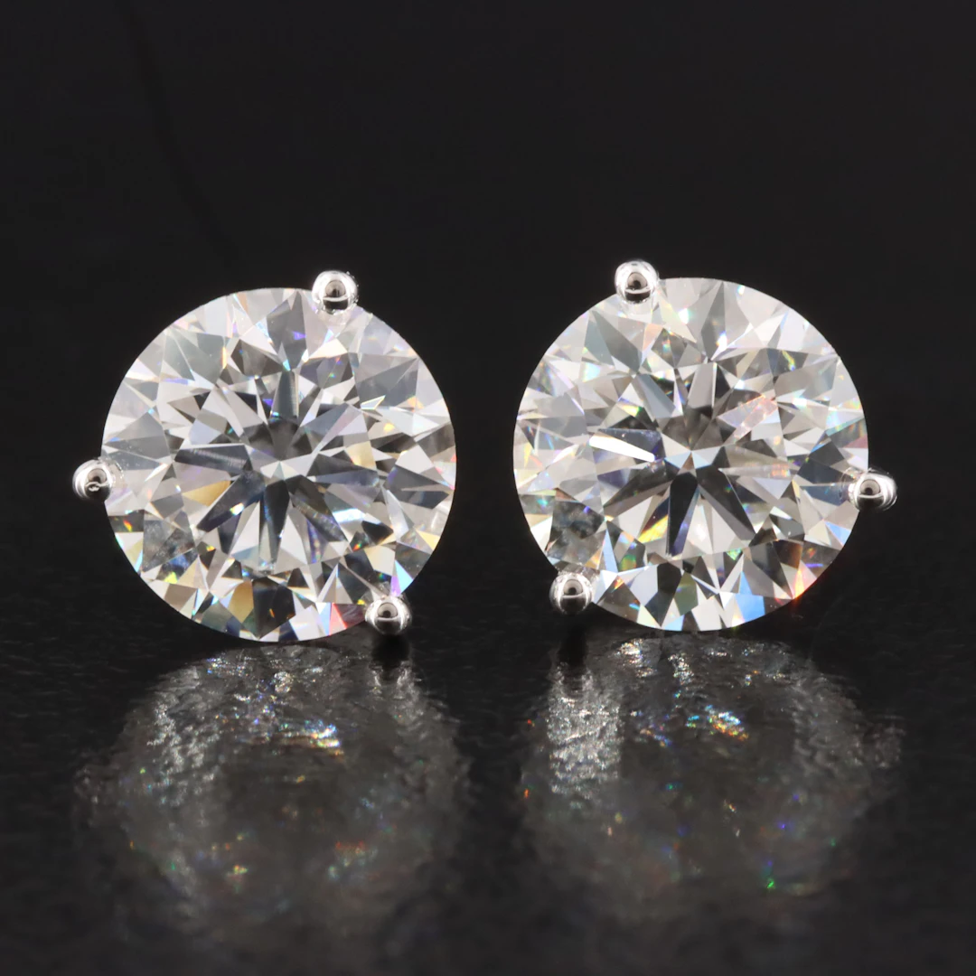 14K 4.08 CTW Lab Grown Diamond Stud Earrings with IGI Reports
