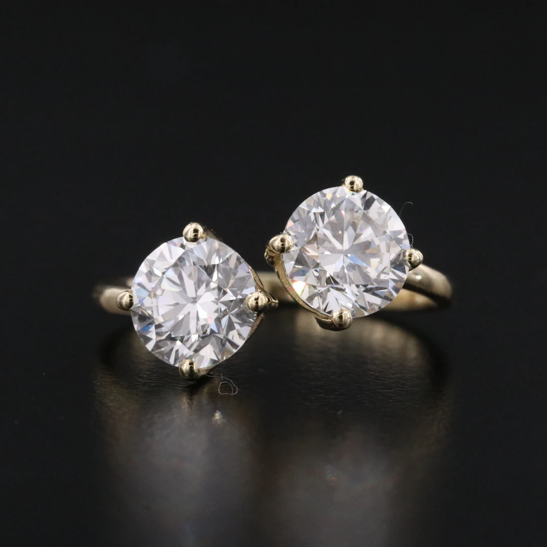 14K 3.00 CTW Lab Grown Diamond Toi et Moi Ring with IGI Jewelry Report