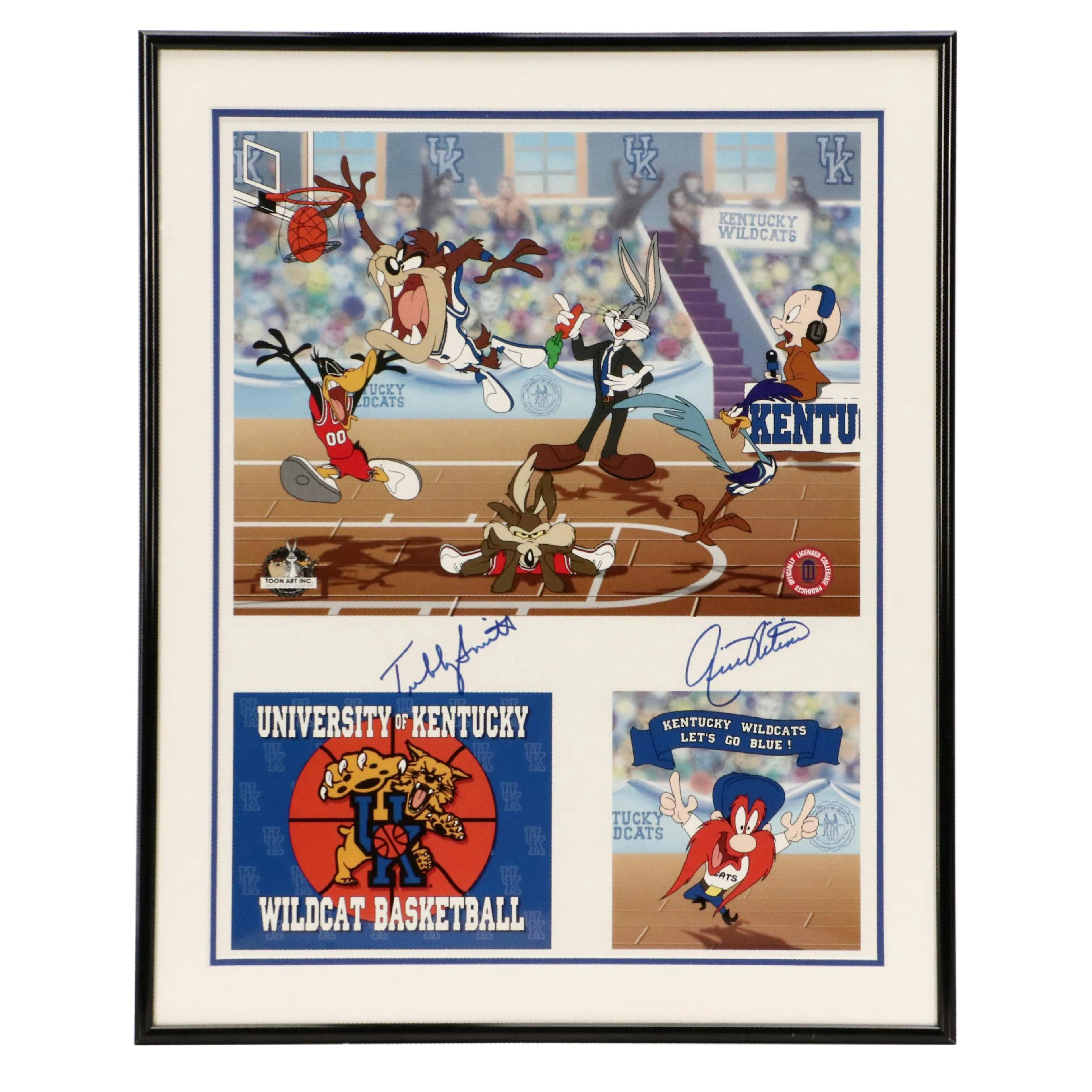 Tubby Smith and Rick Pitino Signed Looney Tunes Kentucky Wildcats Print, PSA