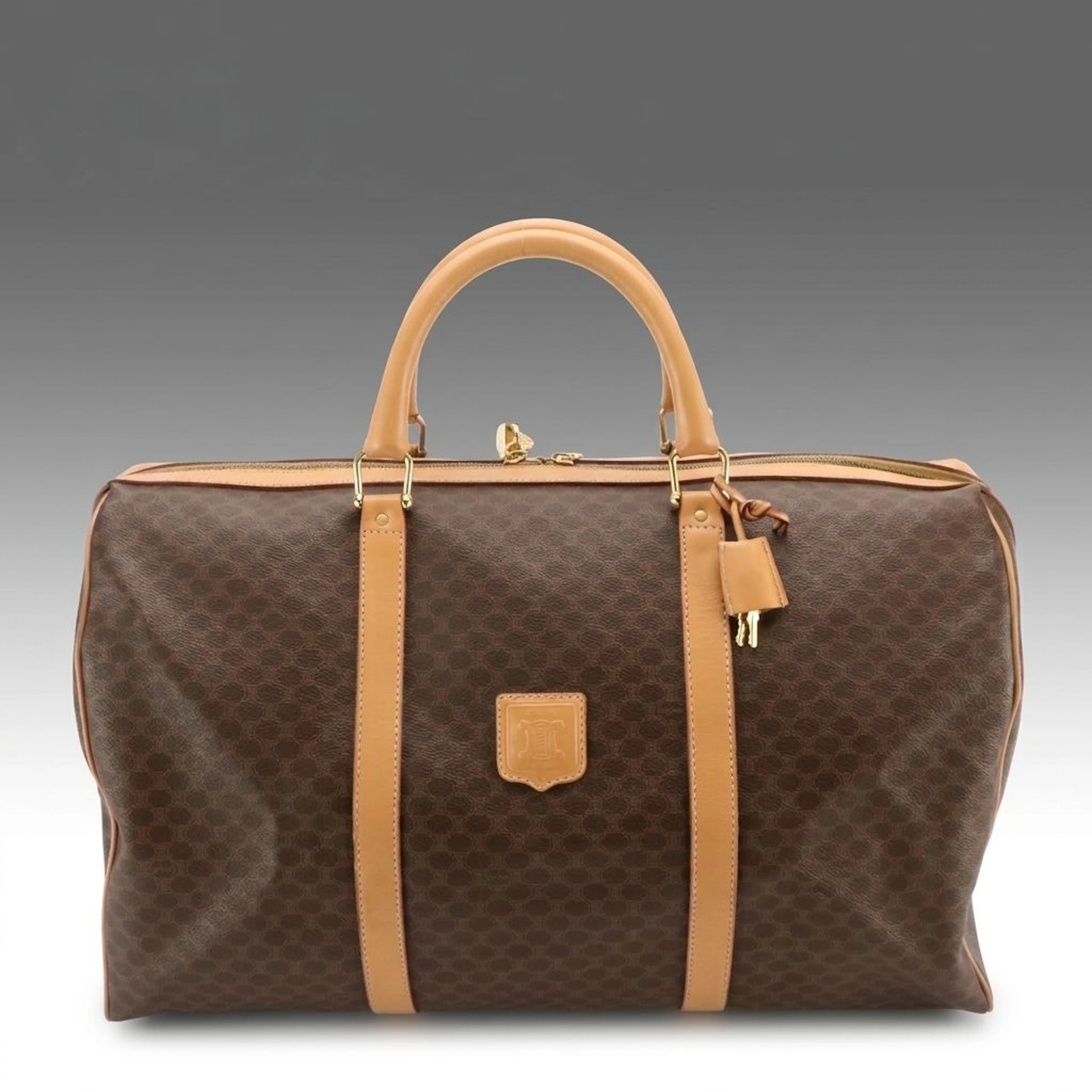 Celine Duffle Bag in Dark Brown Macadam Canvas and Leather