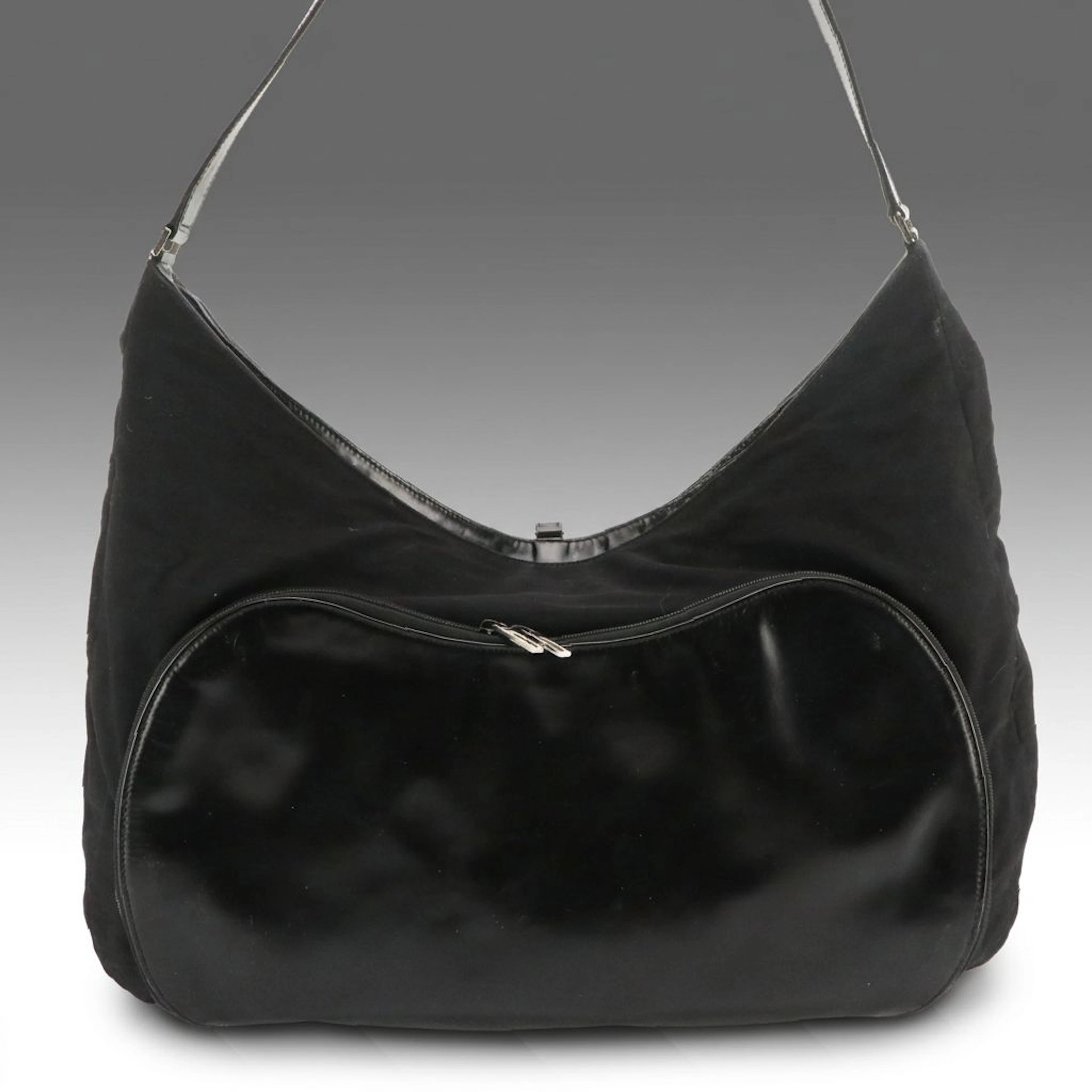 Gucci by Tom Ford XL Travel Shoulder Bag in Black Canvas and Glazed Leather