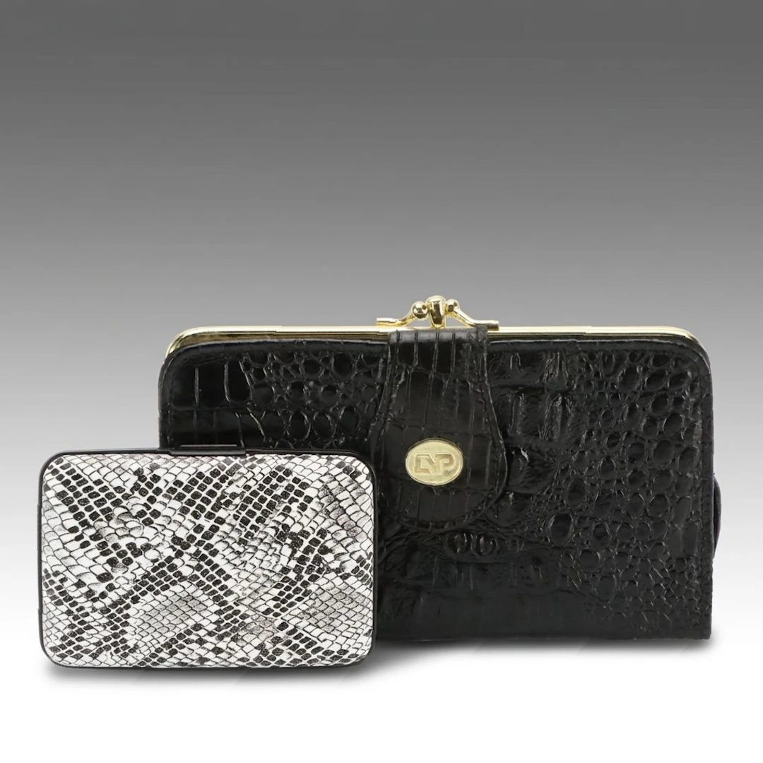 Ögon Card Holder in Snakeskin Effect with Other Croc Embossed Long Wallet