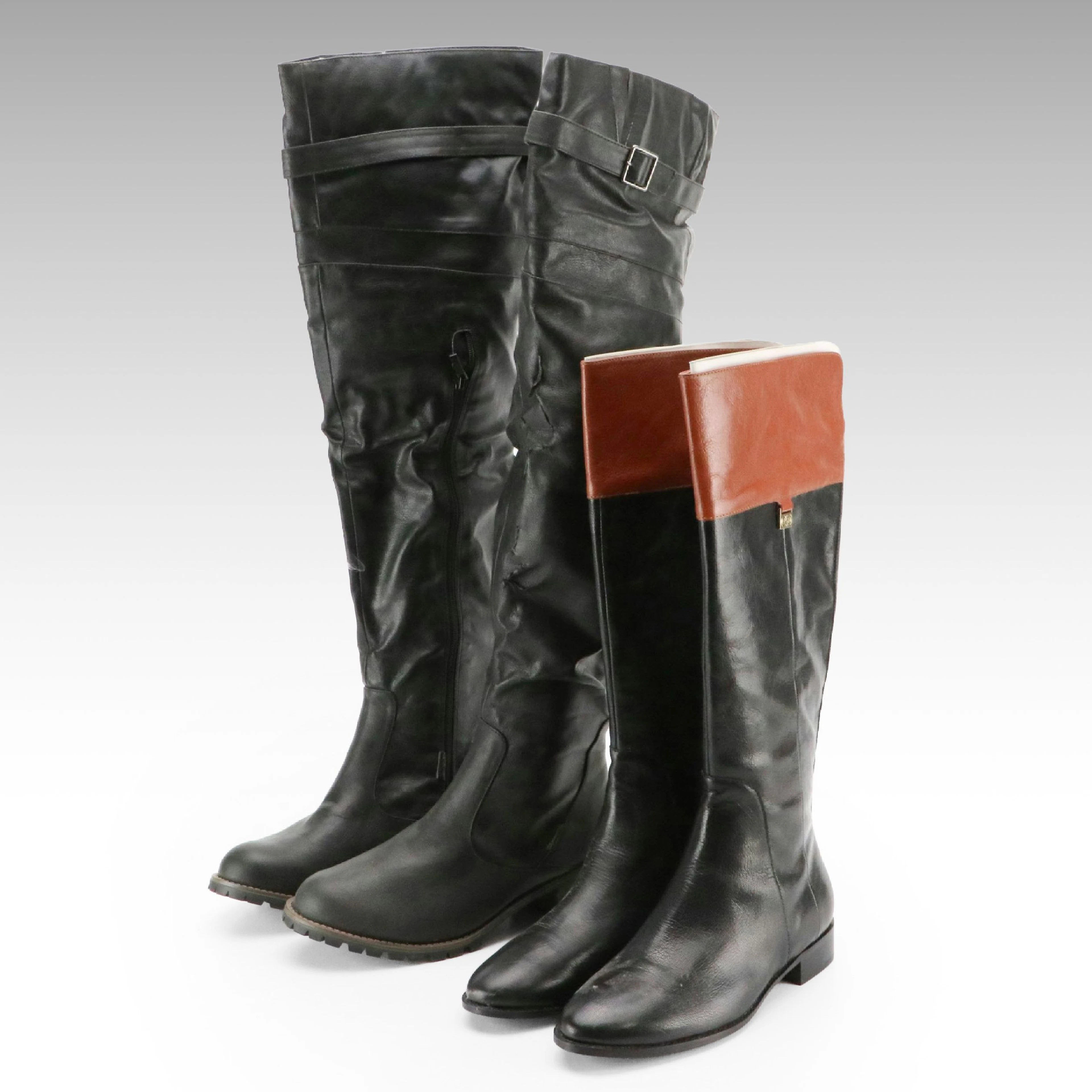 Cole Haan Walden II Leather Riding Boots and Toi et Moi Knee High