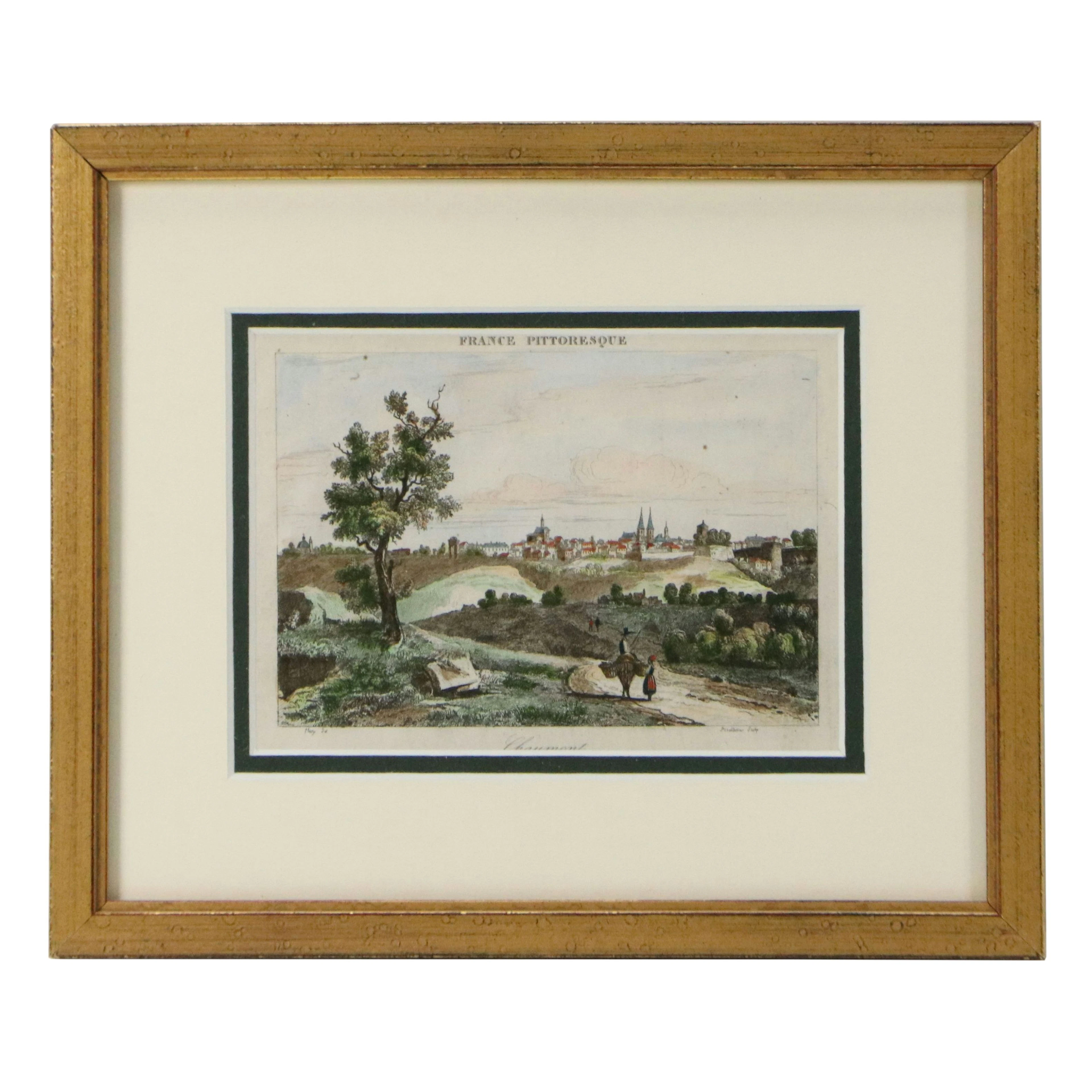 Genre Hand-Colored Etching "France Pittoresque - Chaumont"