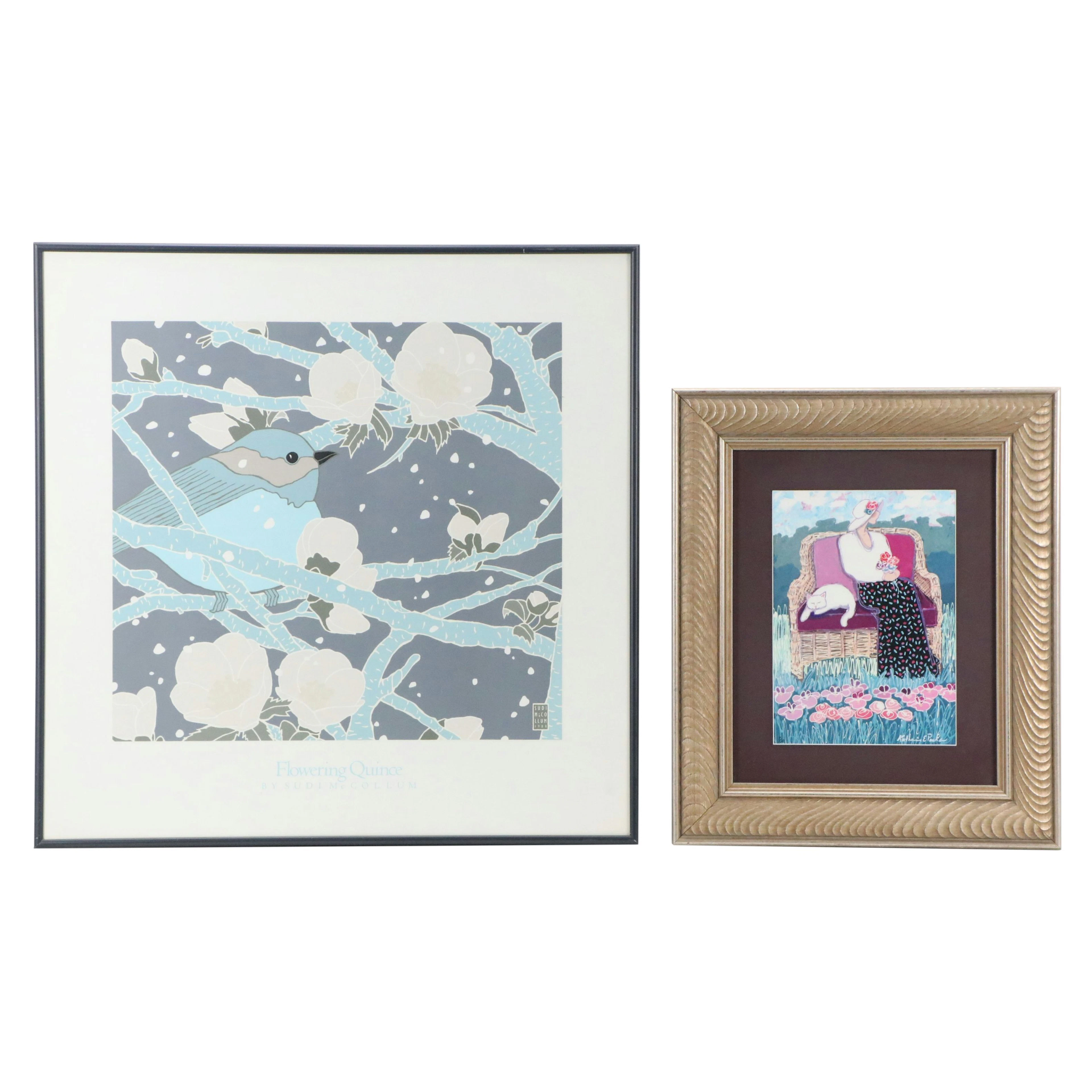 Offset Lithograph After Sudi McCollum "Flowering Quince" and Other Print