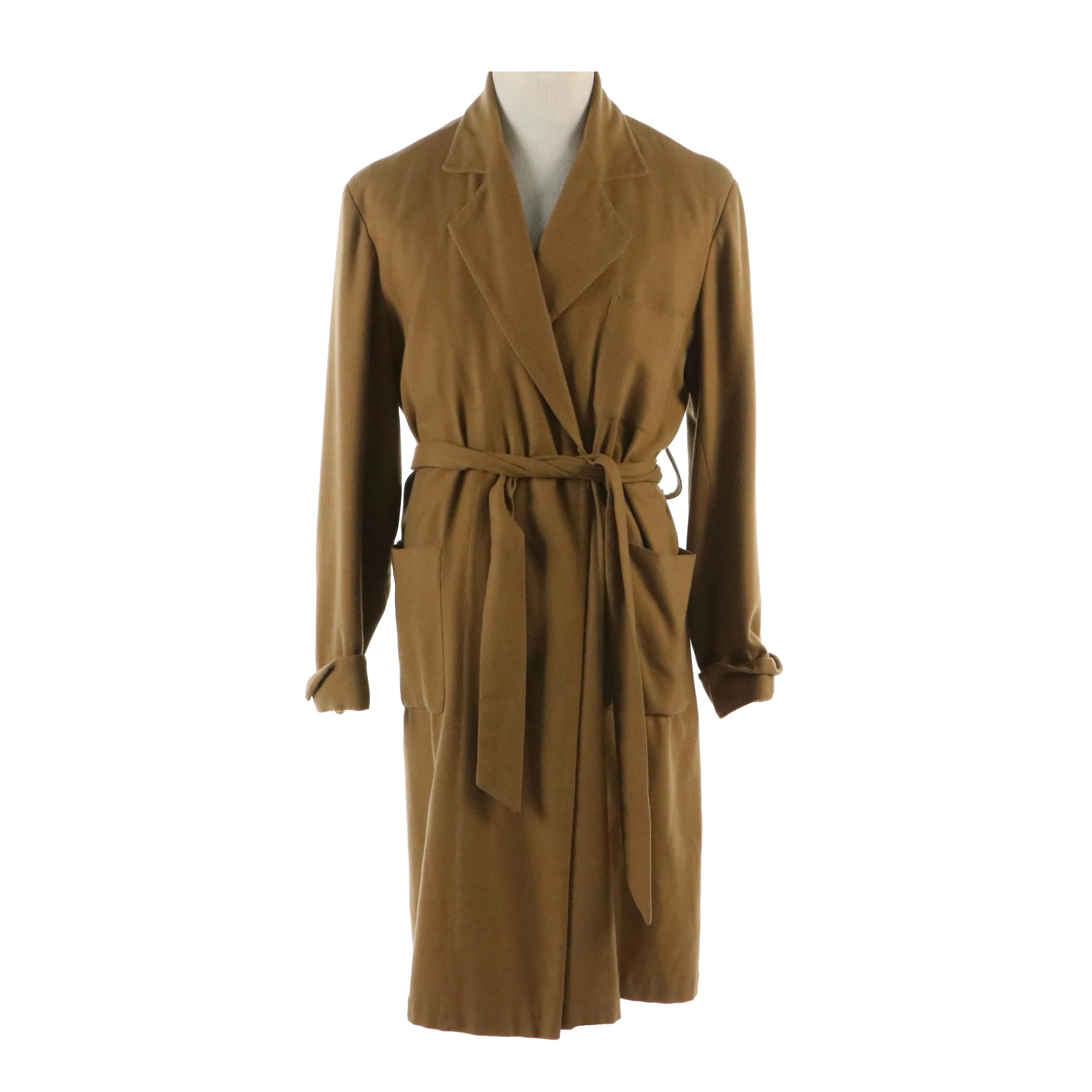 Men's Wrap Coat/Robe in Wool Blend Twill, Vintage