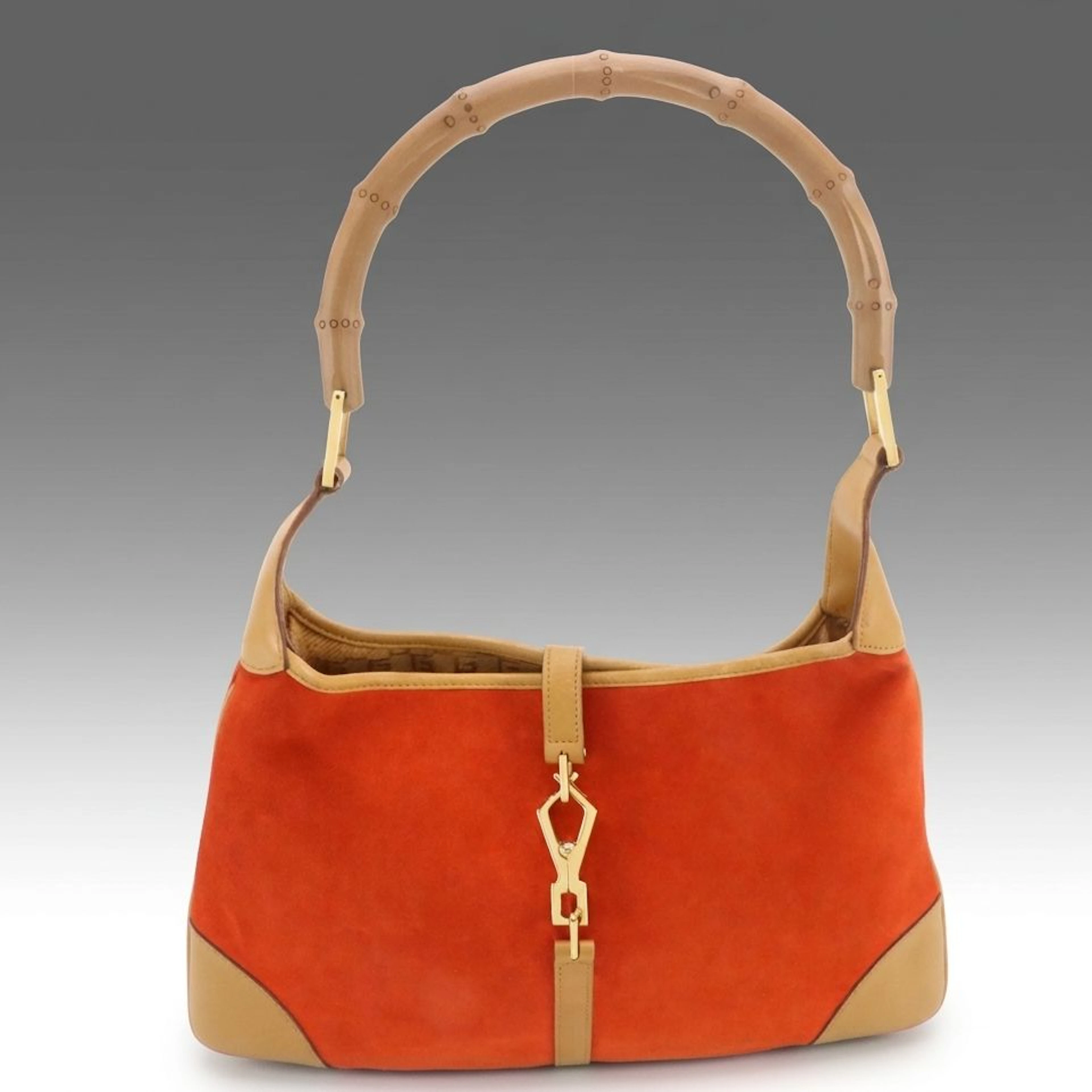 Gucci Bamboo Hobo Bag in Burnt Orange Nubuck Leather, Vintage