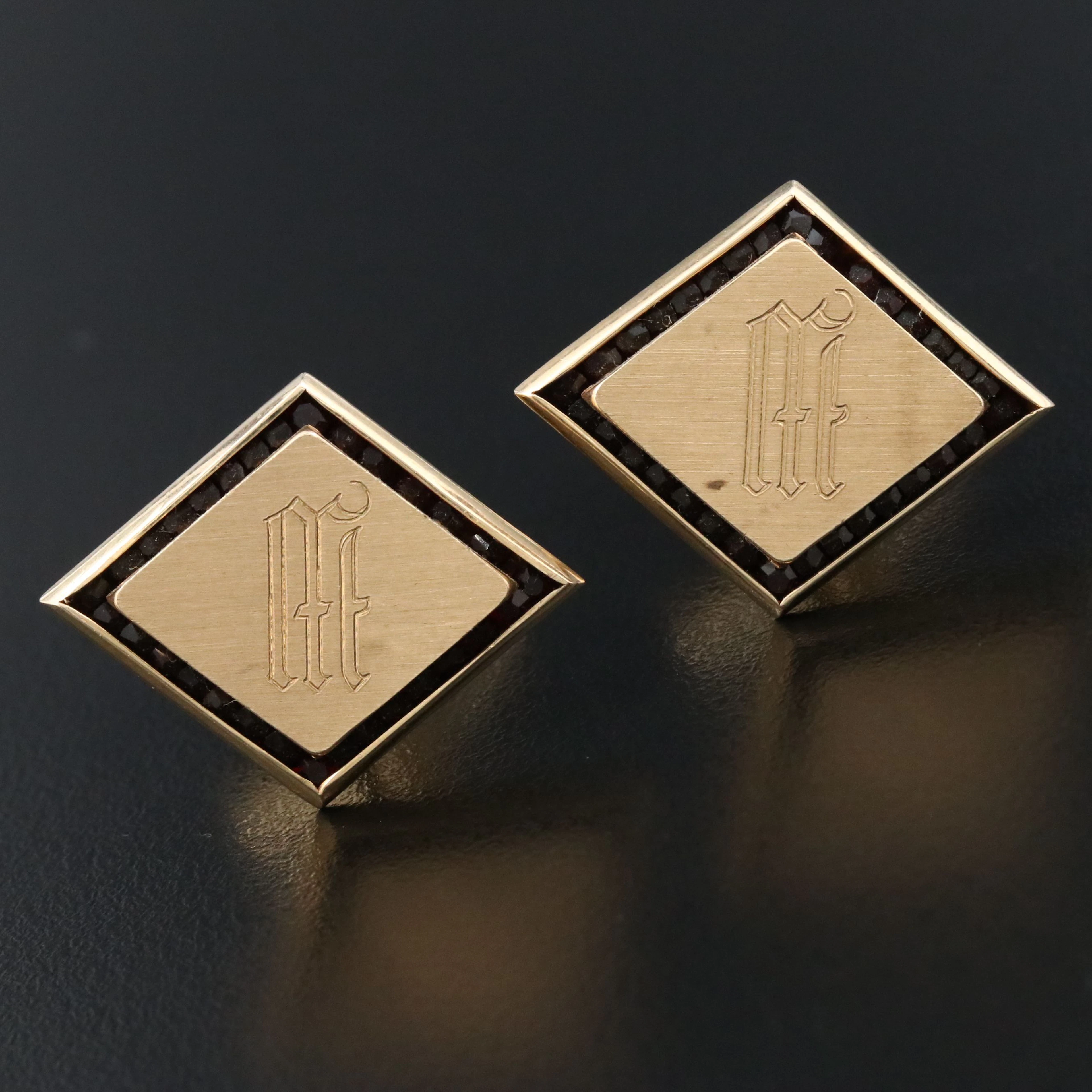 Lucien Piccard 14K Black Onyx Cufflinks