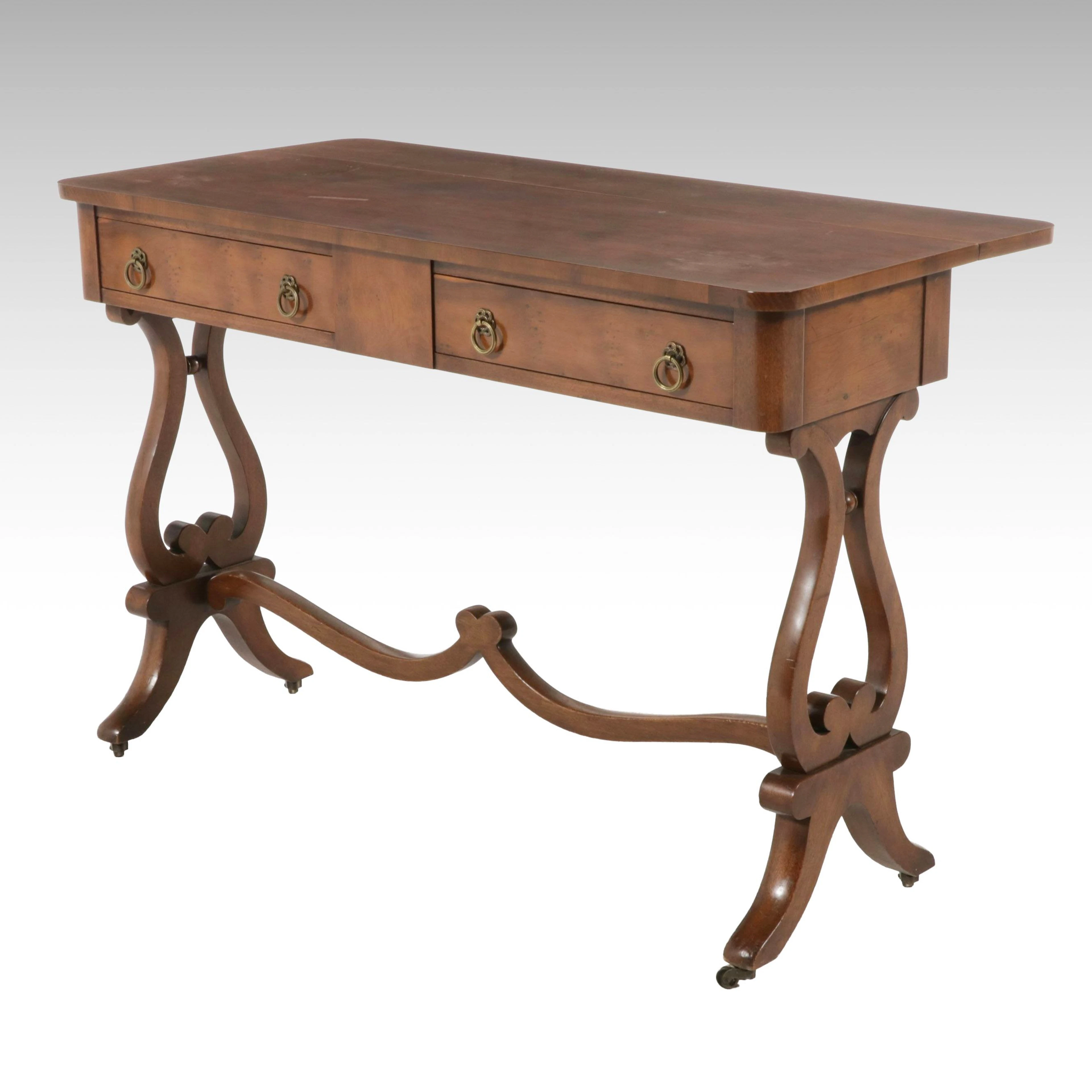 Old Colony Furniture Co. Cherry Lyre-Base Sofa Table, Mid-20th Century
