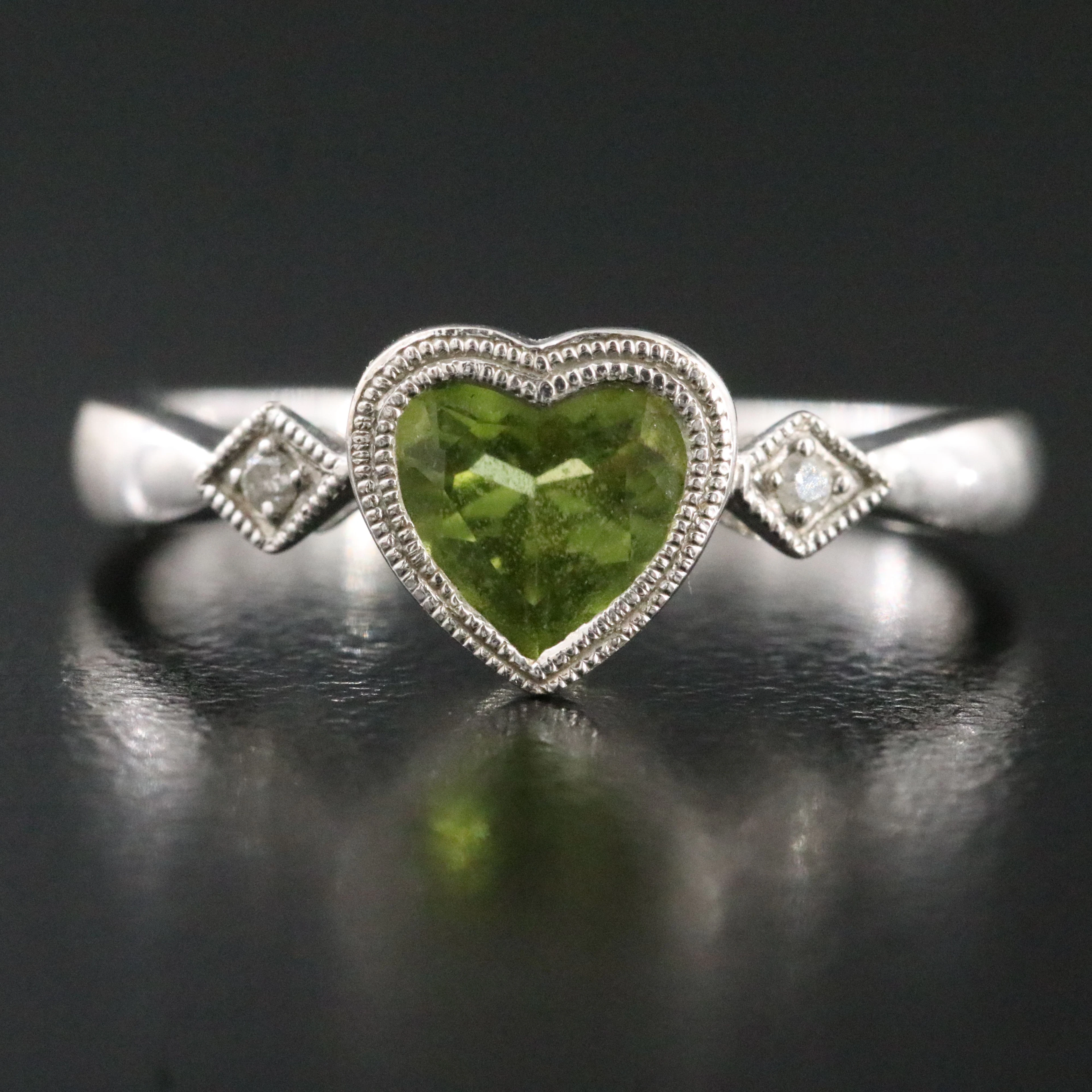 14K Peridot and Diamond Ring