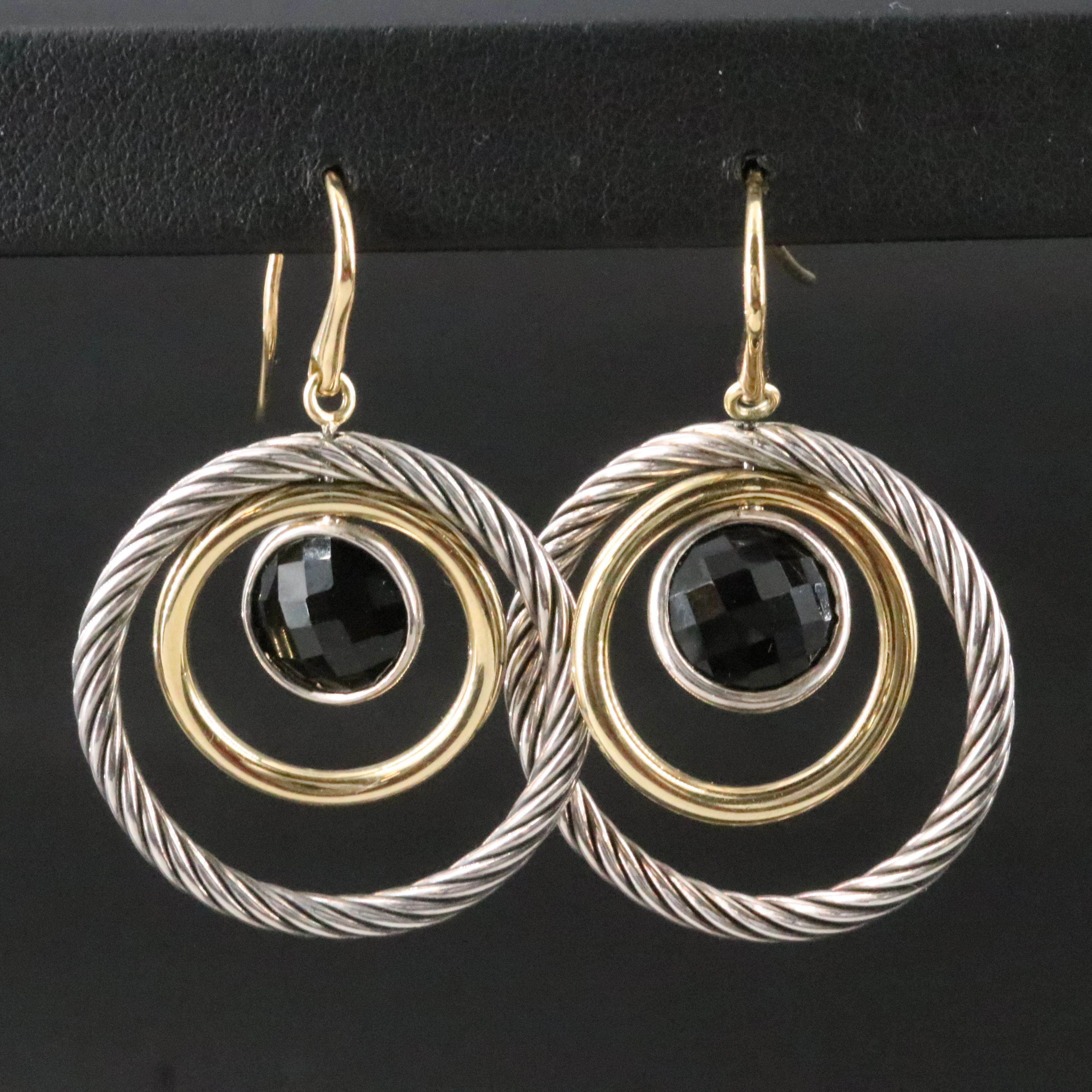 David Yurman Sterling,18K Bonded Gold and Black Onyx Mobile Earrings