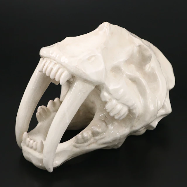 Ceramic Saber-Toothed Tiger Skull