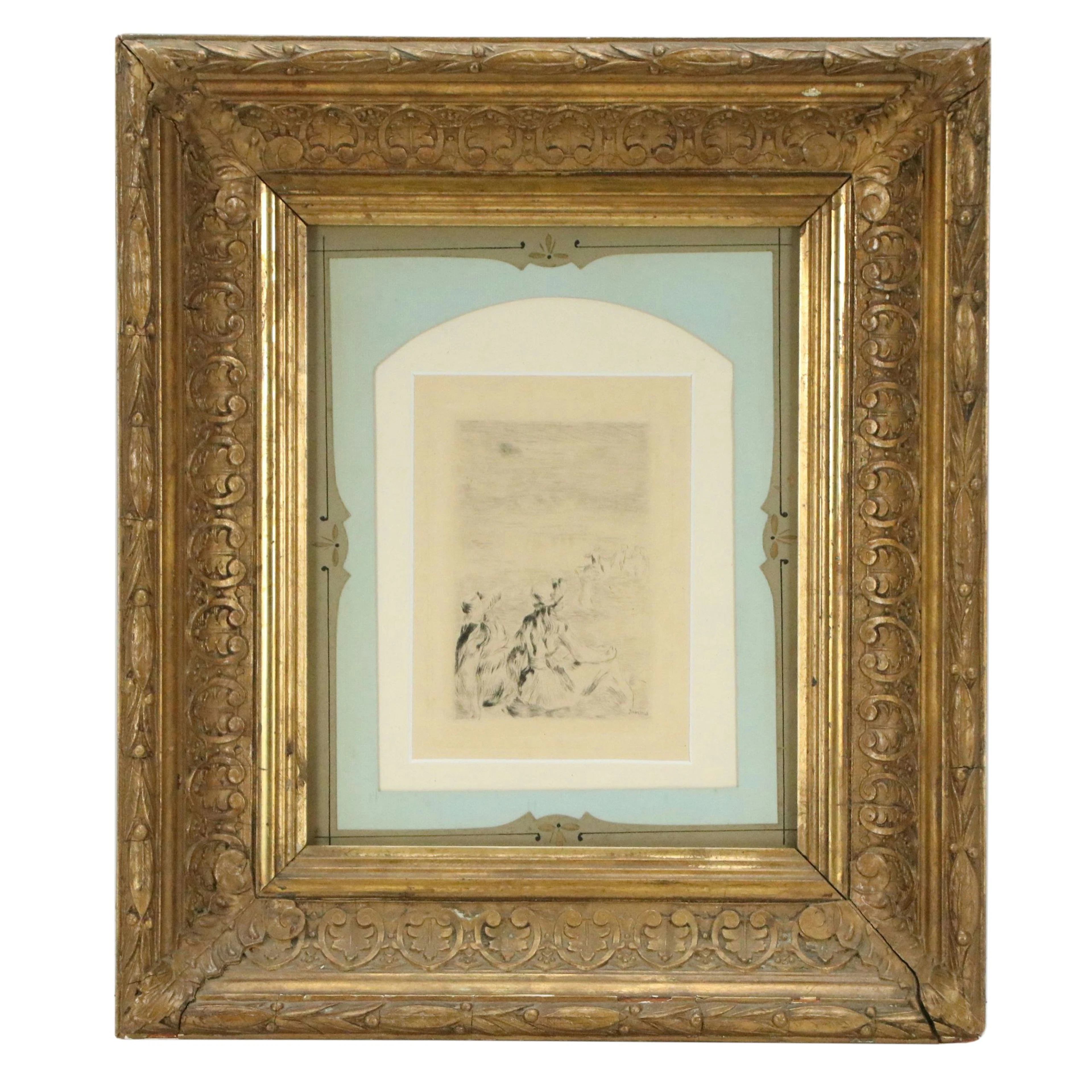 Etching with Drypoint After Pierre-Auguste Renoir "Sur La Plage," Circa 1892