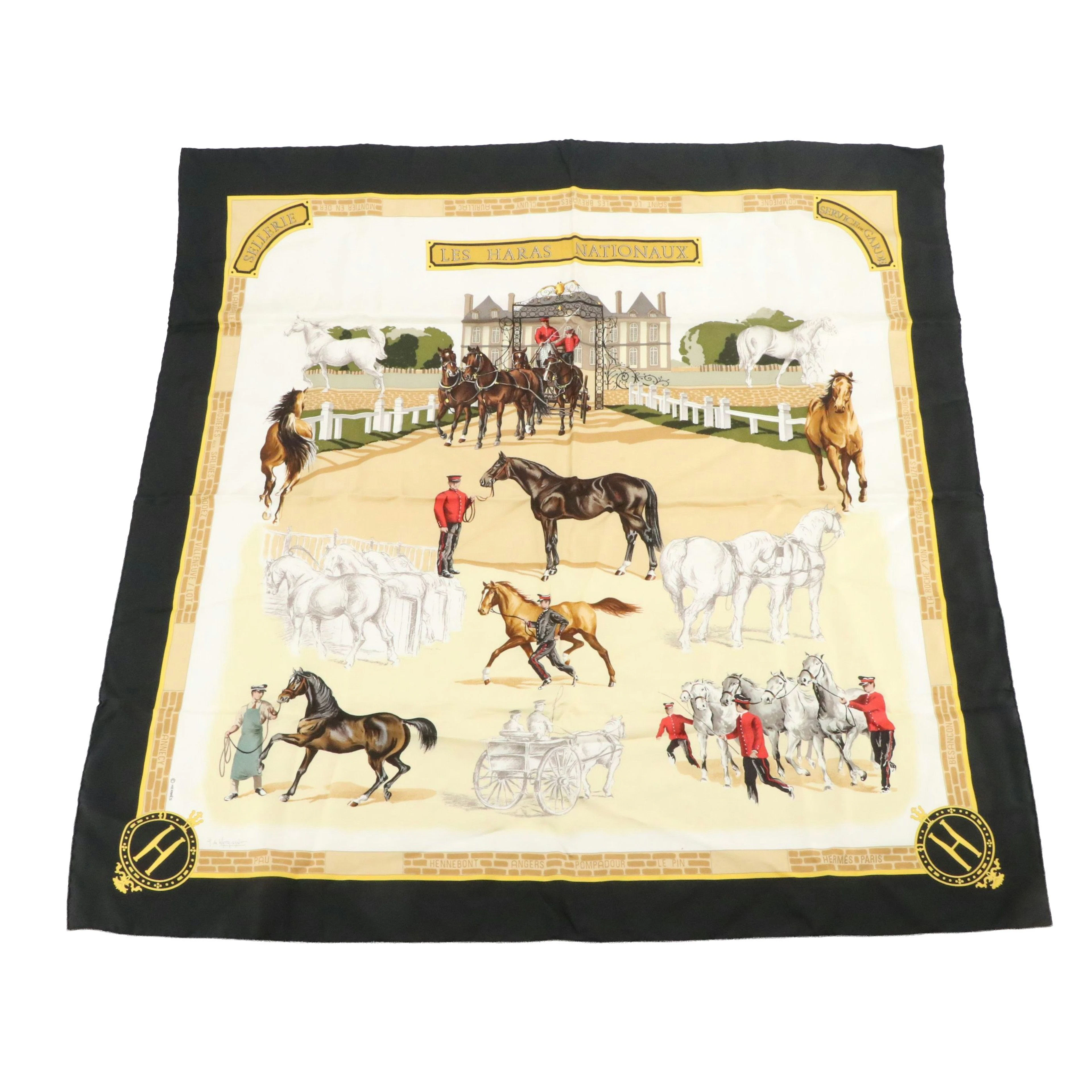 Hermés "Les Haras Nationaux" Scarf 90 in Silk Twill