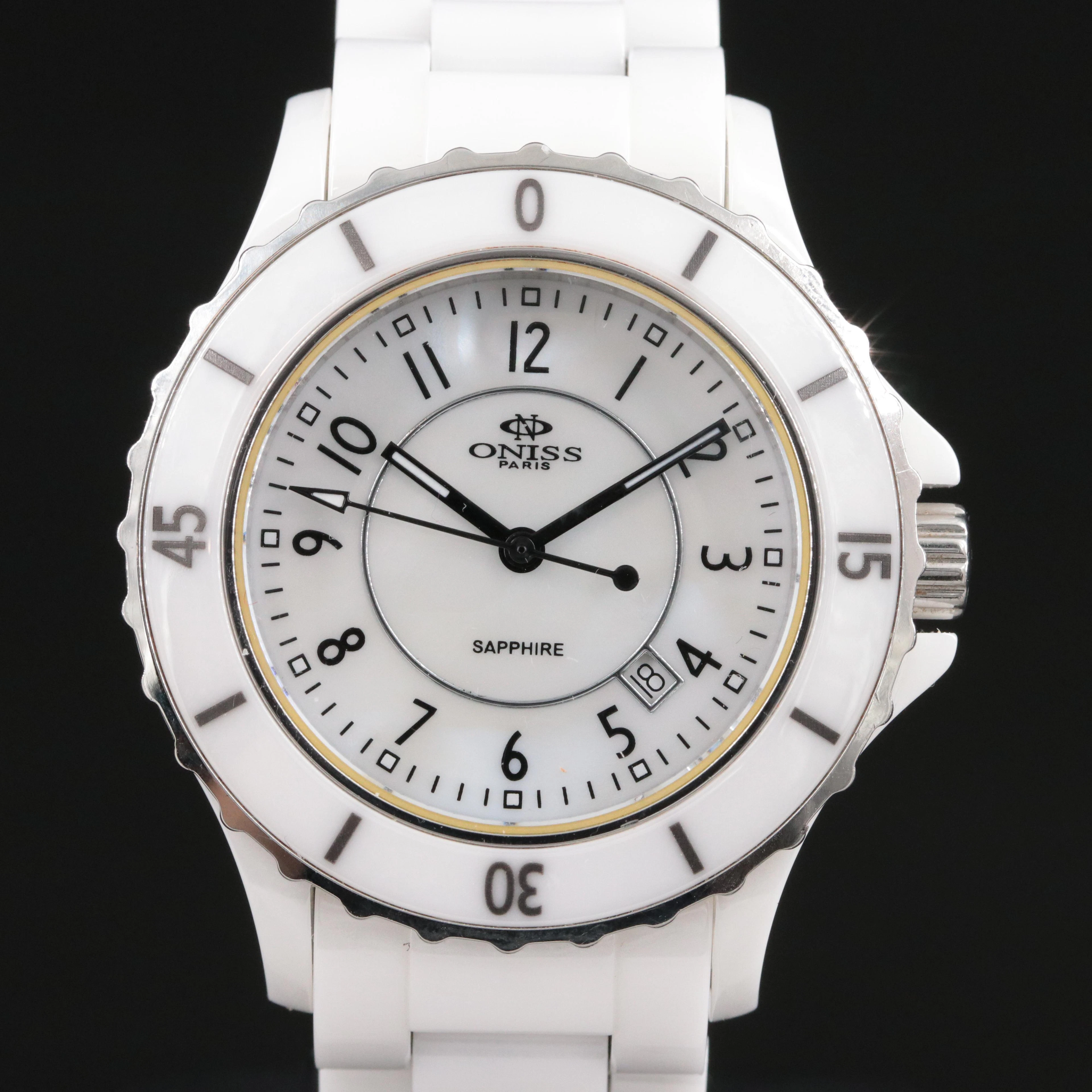 ONISS Paris Sapphire White Ceramic Quartz Watch