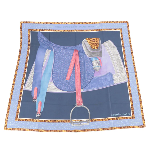 Hermès "Selle d'Officier en Grande Tenue" Scarf 90 in Silk Twill with Box