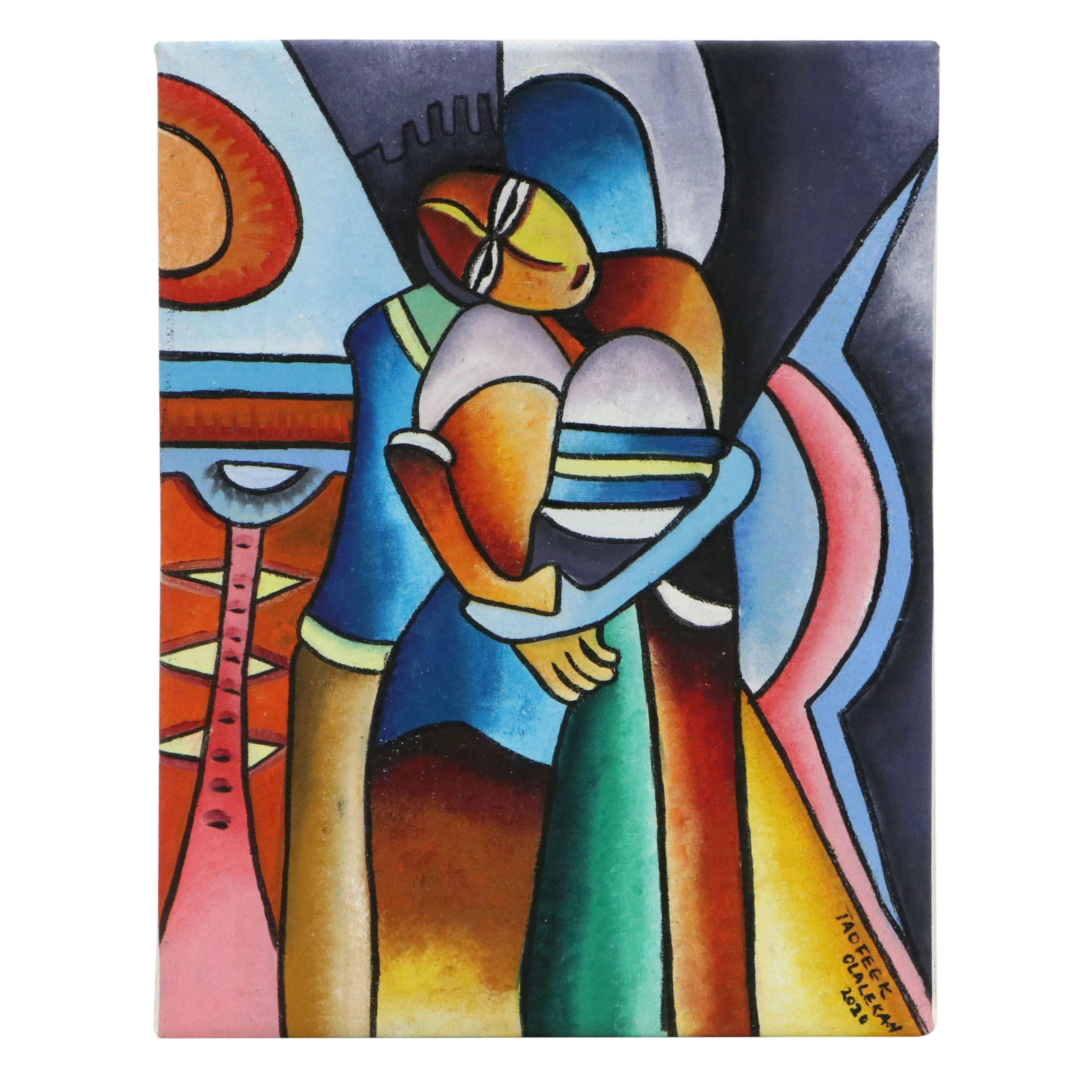 Taofeek Olalekan Figurative Oil Painting "In Accord," 2020