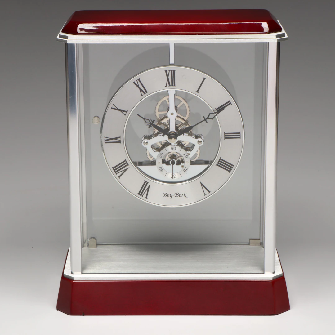 Bey-Berk Art Deco Revival Skeleton Clock