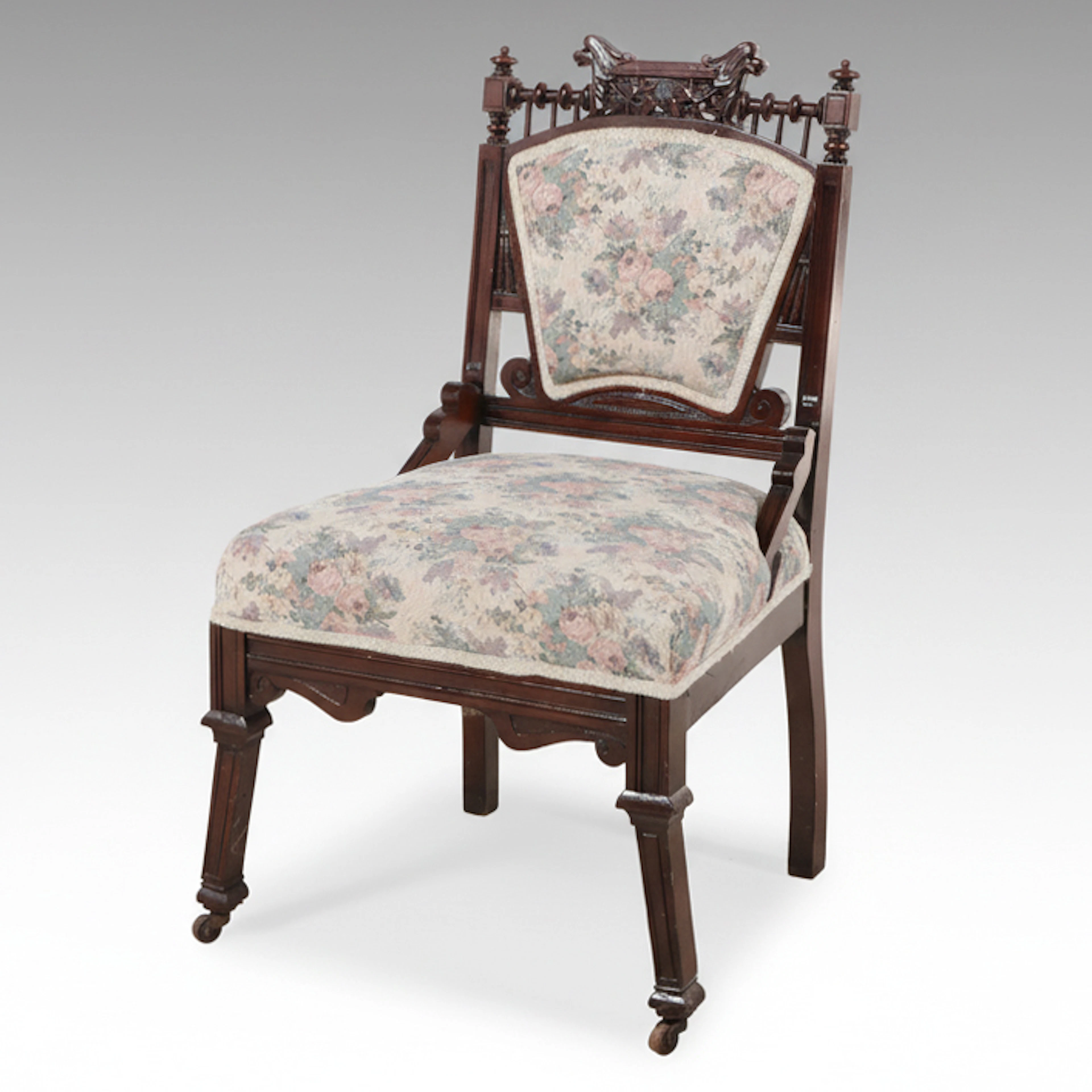 Victorian Eastlake Carved Wood Side Chair, Late 19th/ Early 20th Century