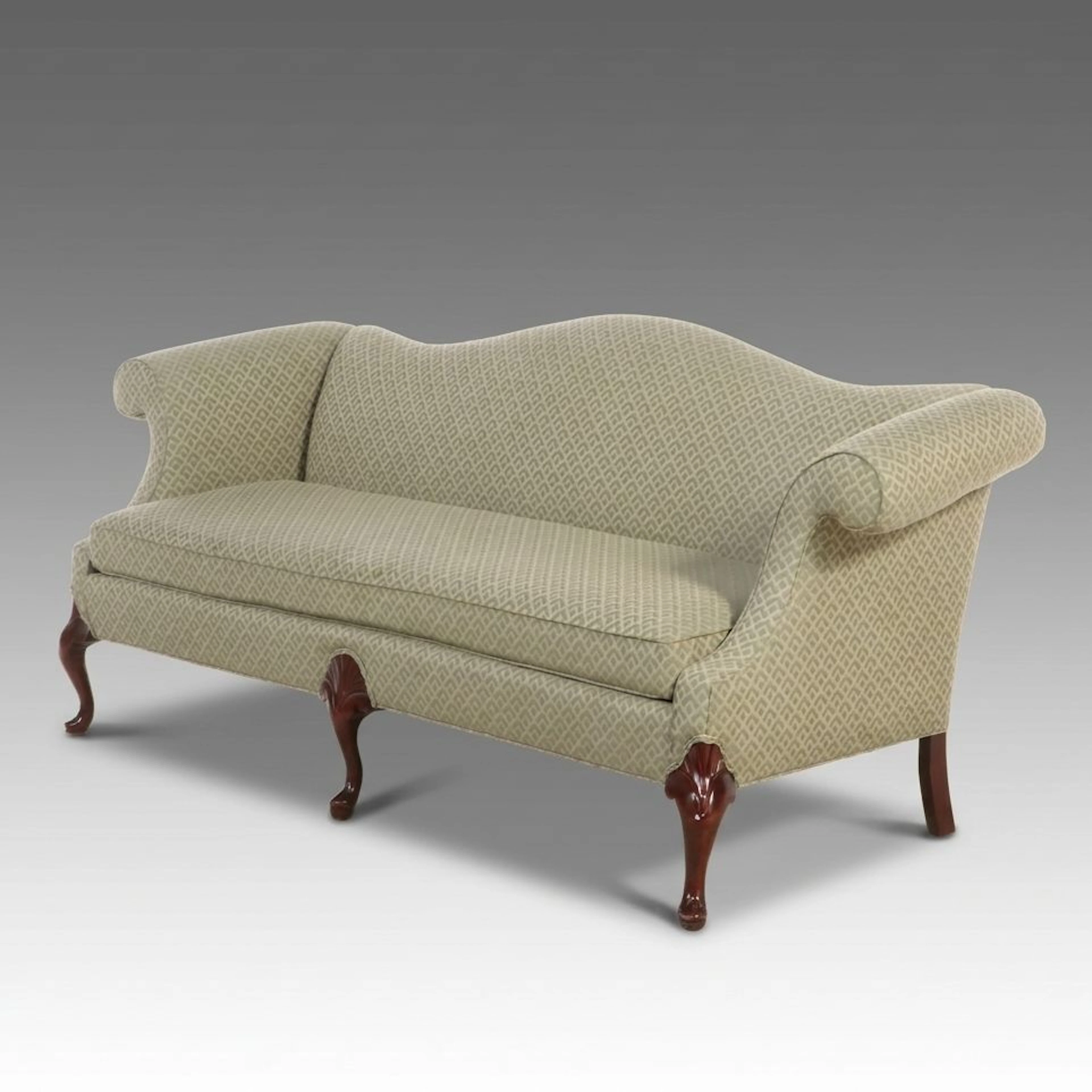 C.R. Laine Queen Anne Style Camelback Sofa, Late 20th Century