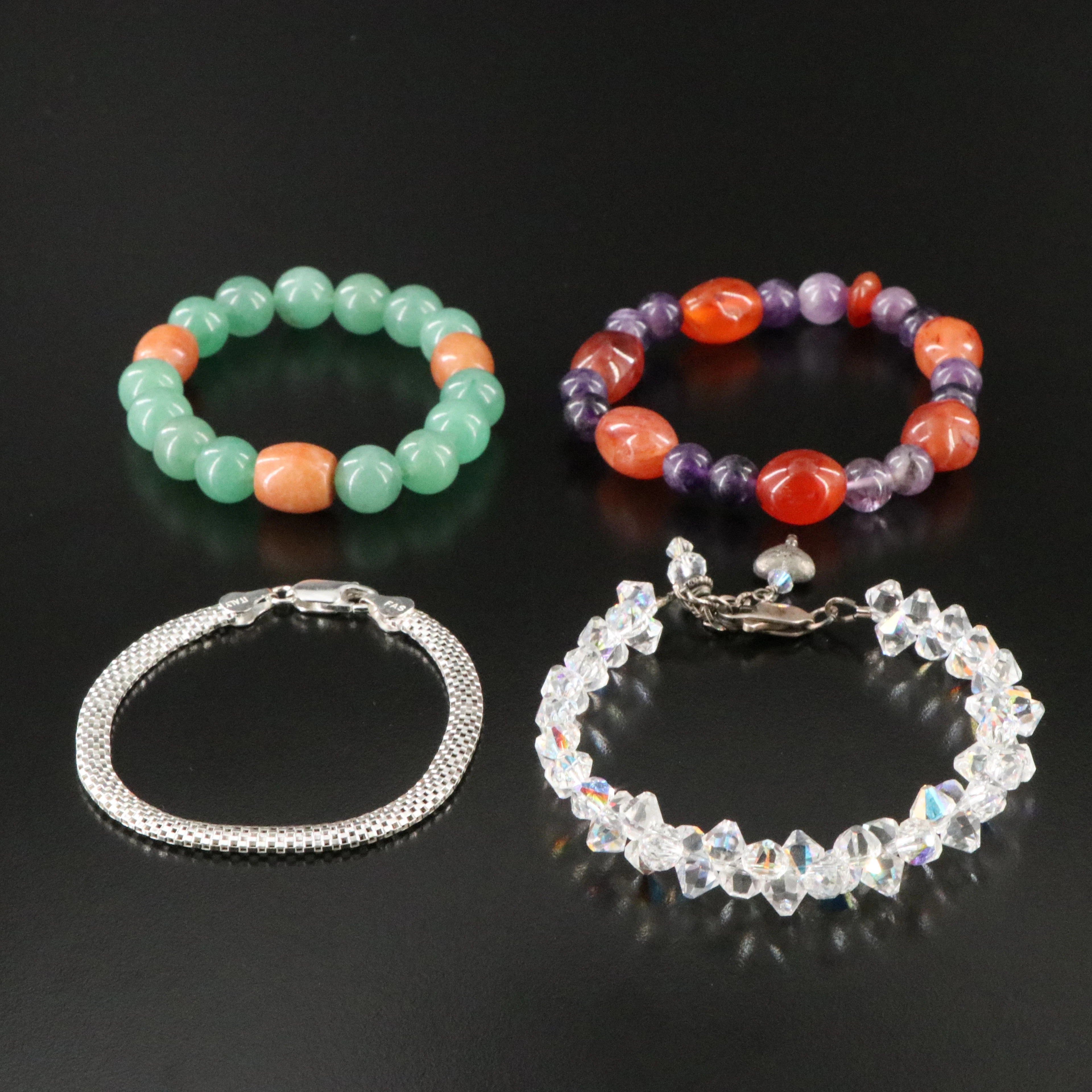 Bracelet Collection Featuring Sterling, Amethyst and Aventurine