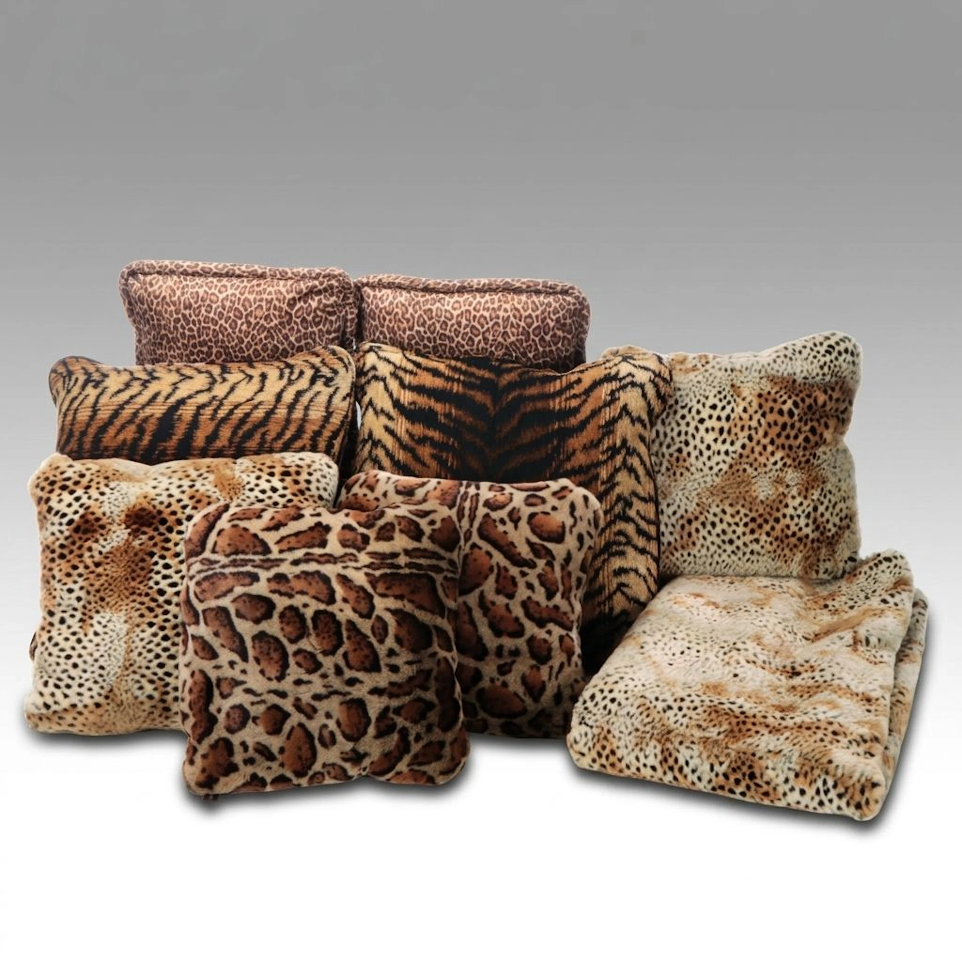 Donna Salyers Faux Fur Animal Print Accent Pillows and Throw Blanket