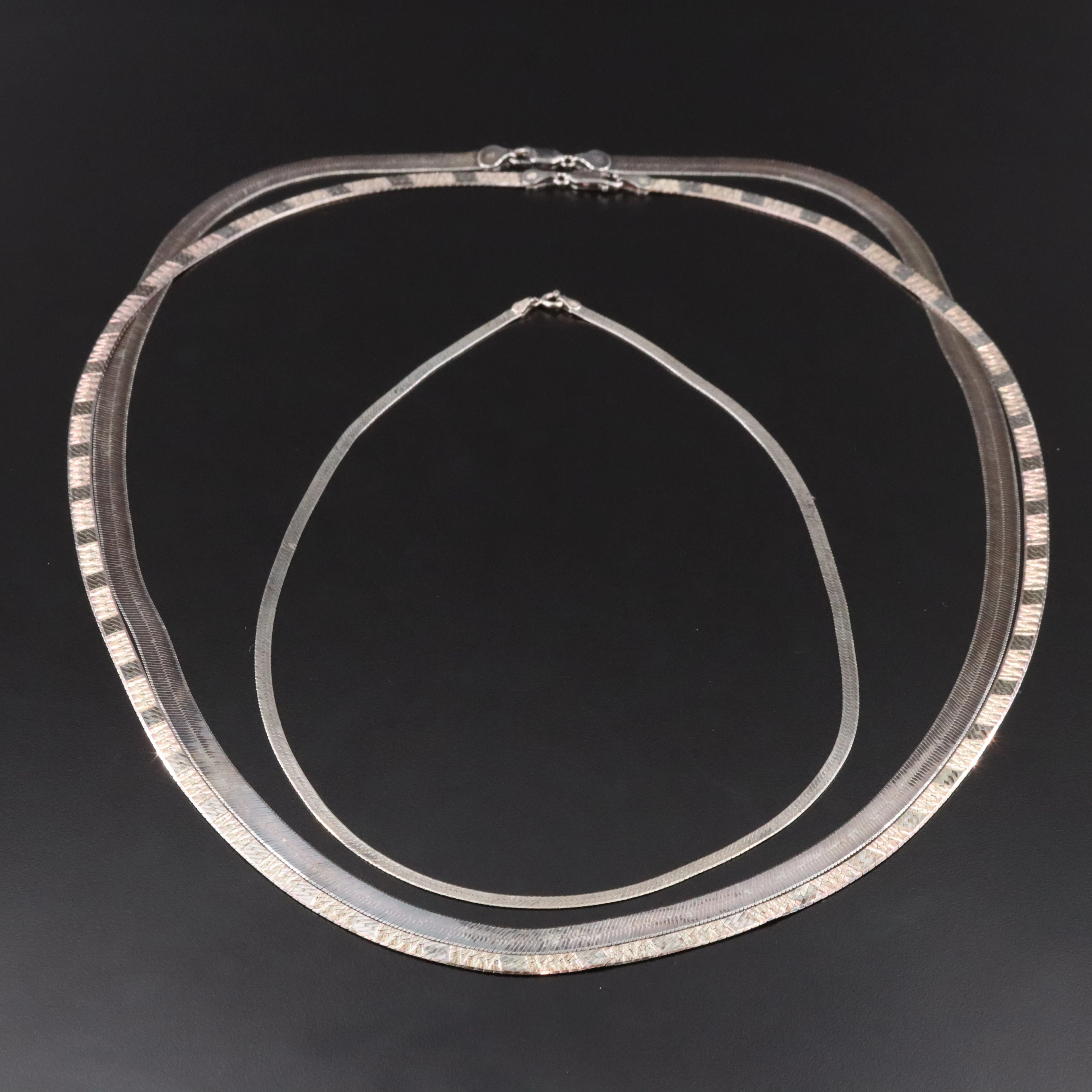 Sterling Herringbone Chain Necklaces