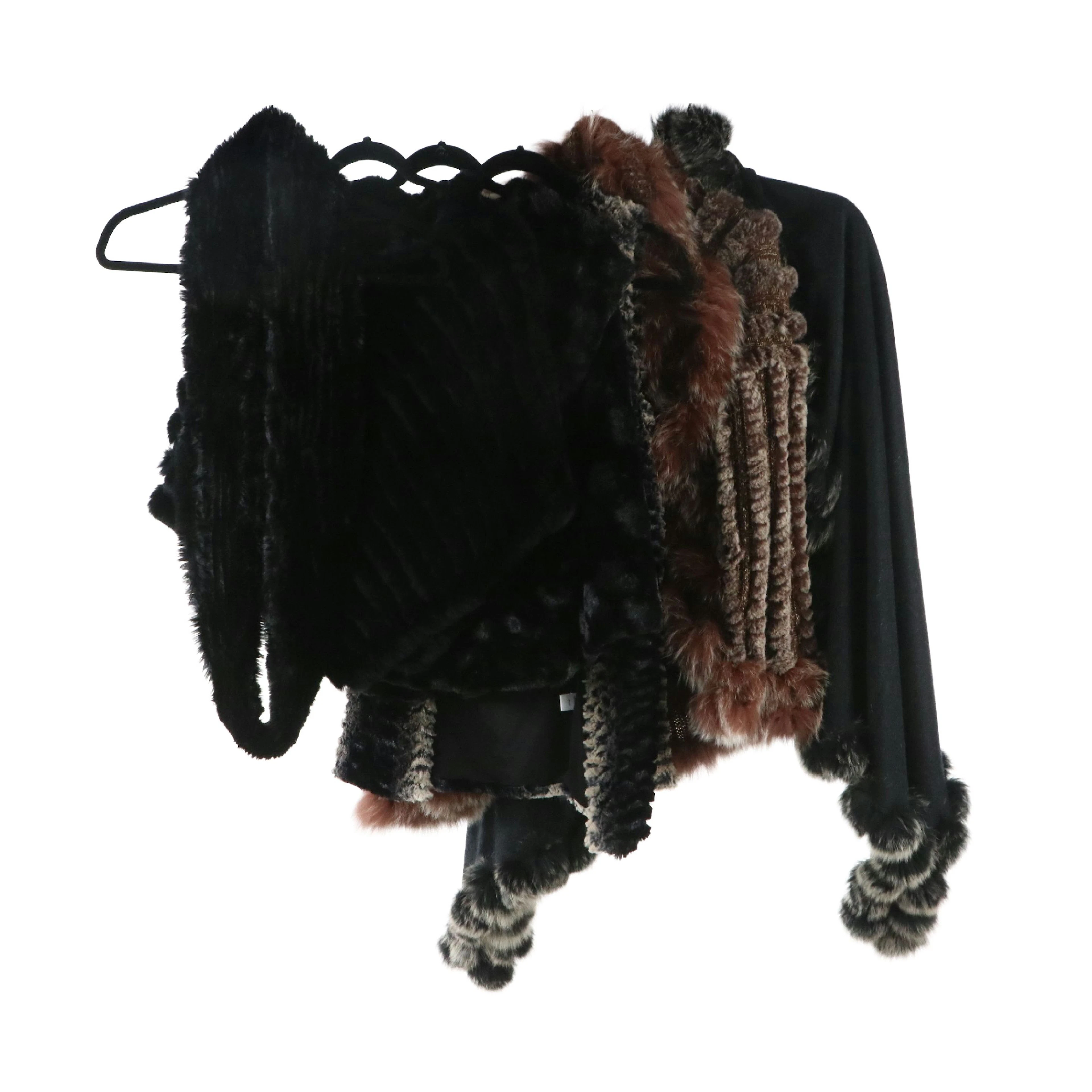 Dolce Cabo Cashmere/Fox Fur Wrap, Neiman Marcus Rabbit/Tanuki Knit