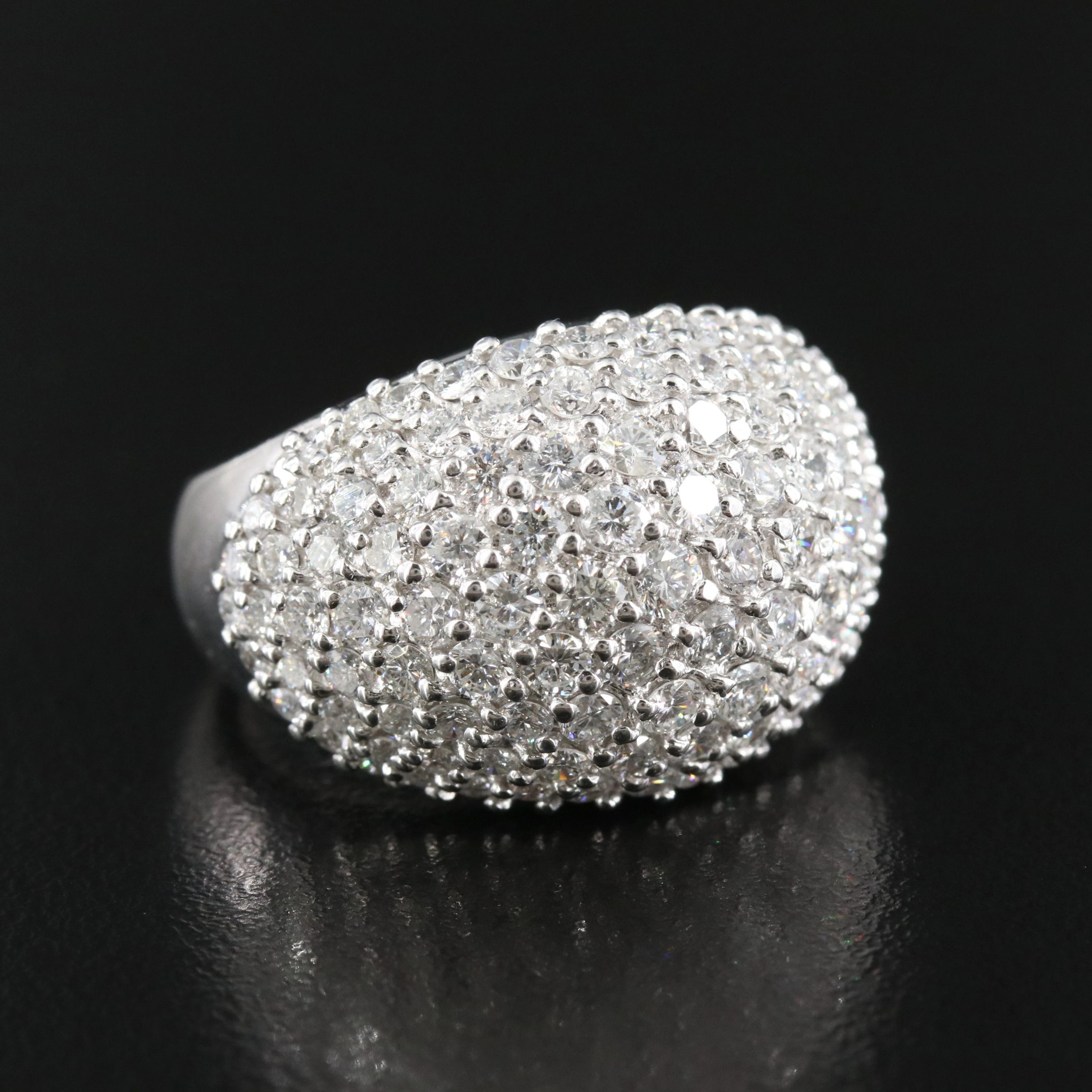 Platinum 3.89 CTW Pavé Diamond Dome Ring
