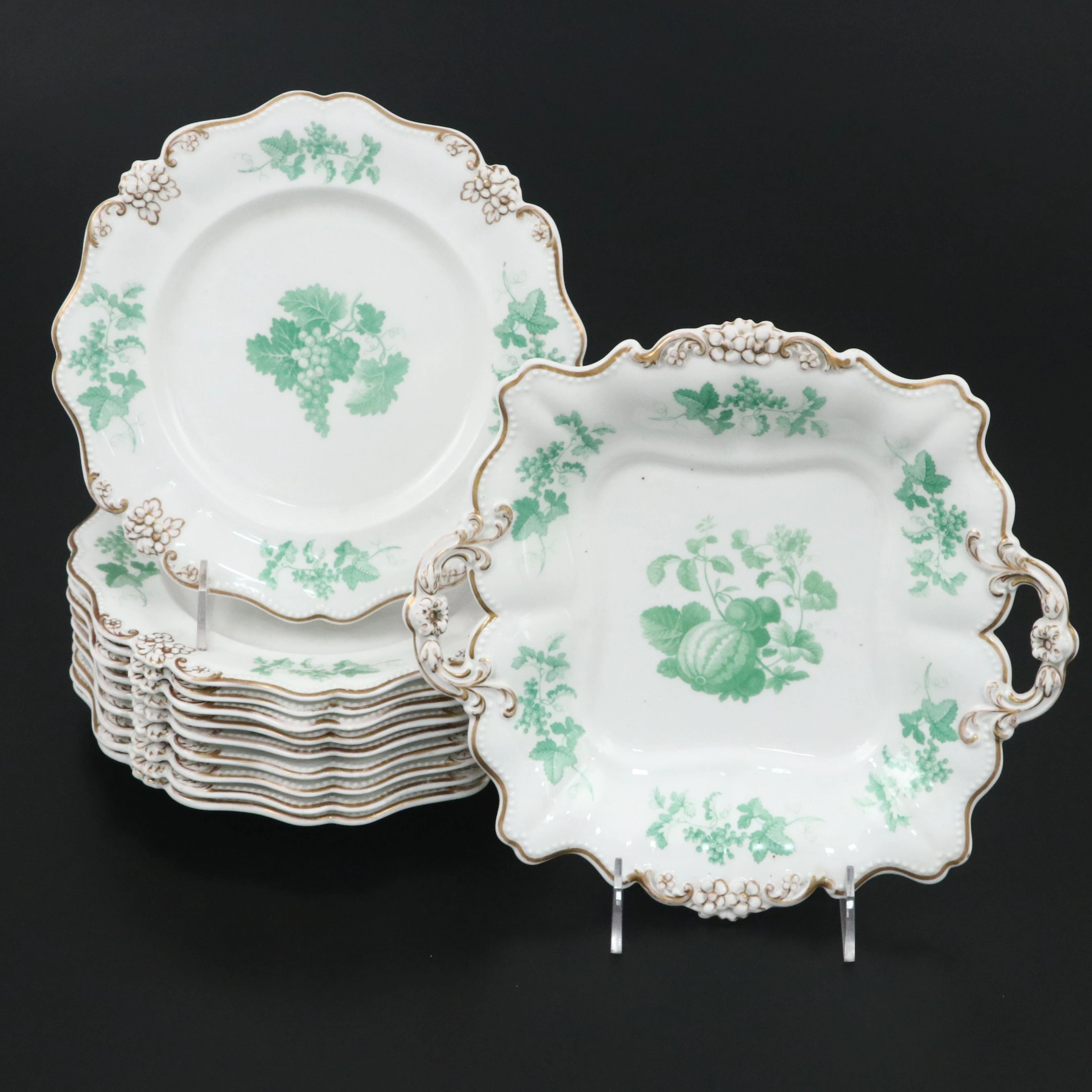 Attributed to John Ridgeway Regency Style Transferware Plates and Tray