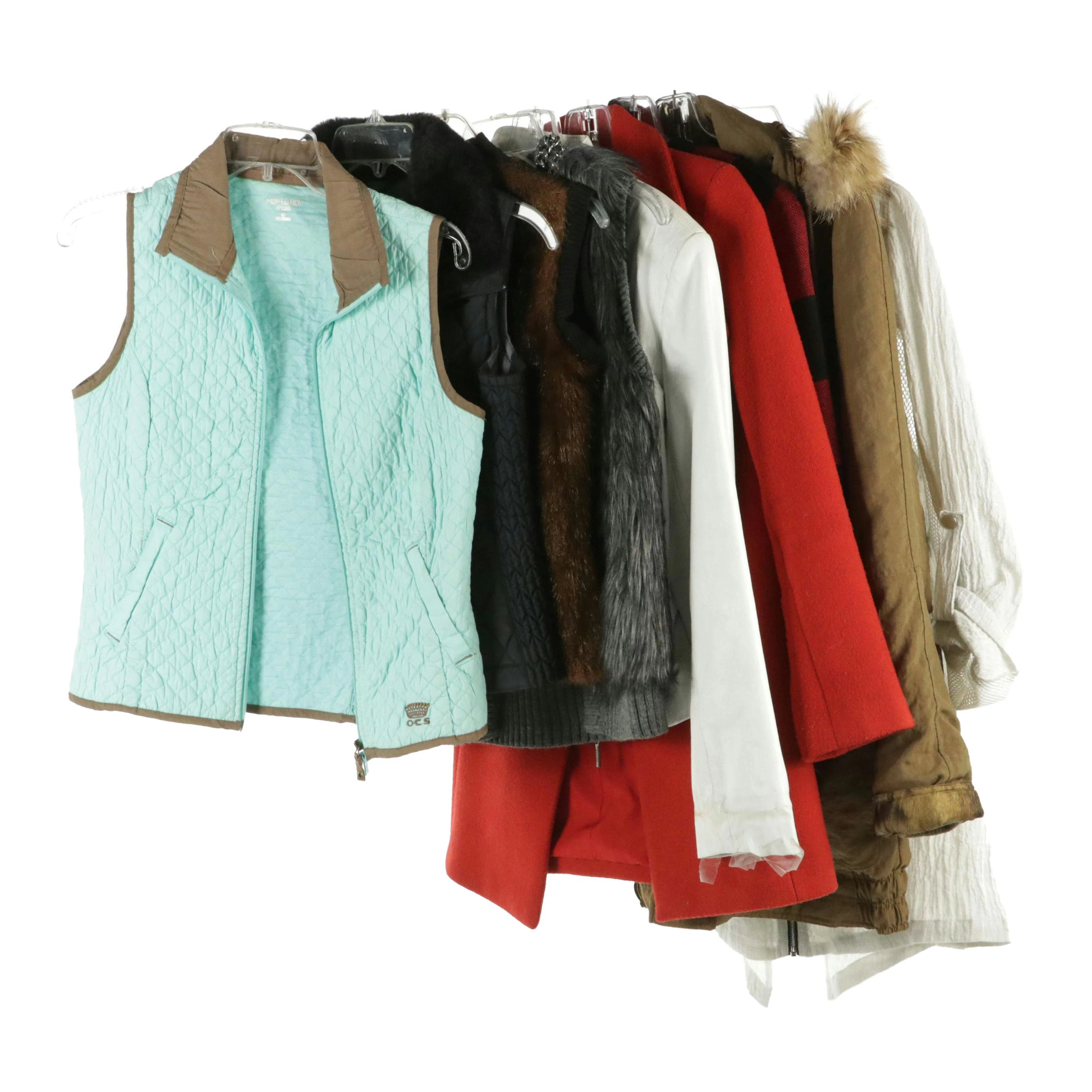 Nike Quilted Vest, Adrienne Vittadini Zip Sweater, Kasper Leather Jacket, More