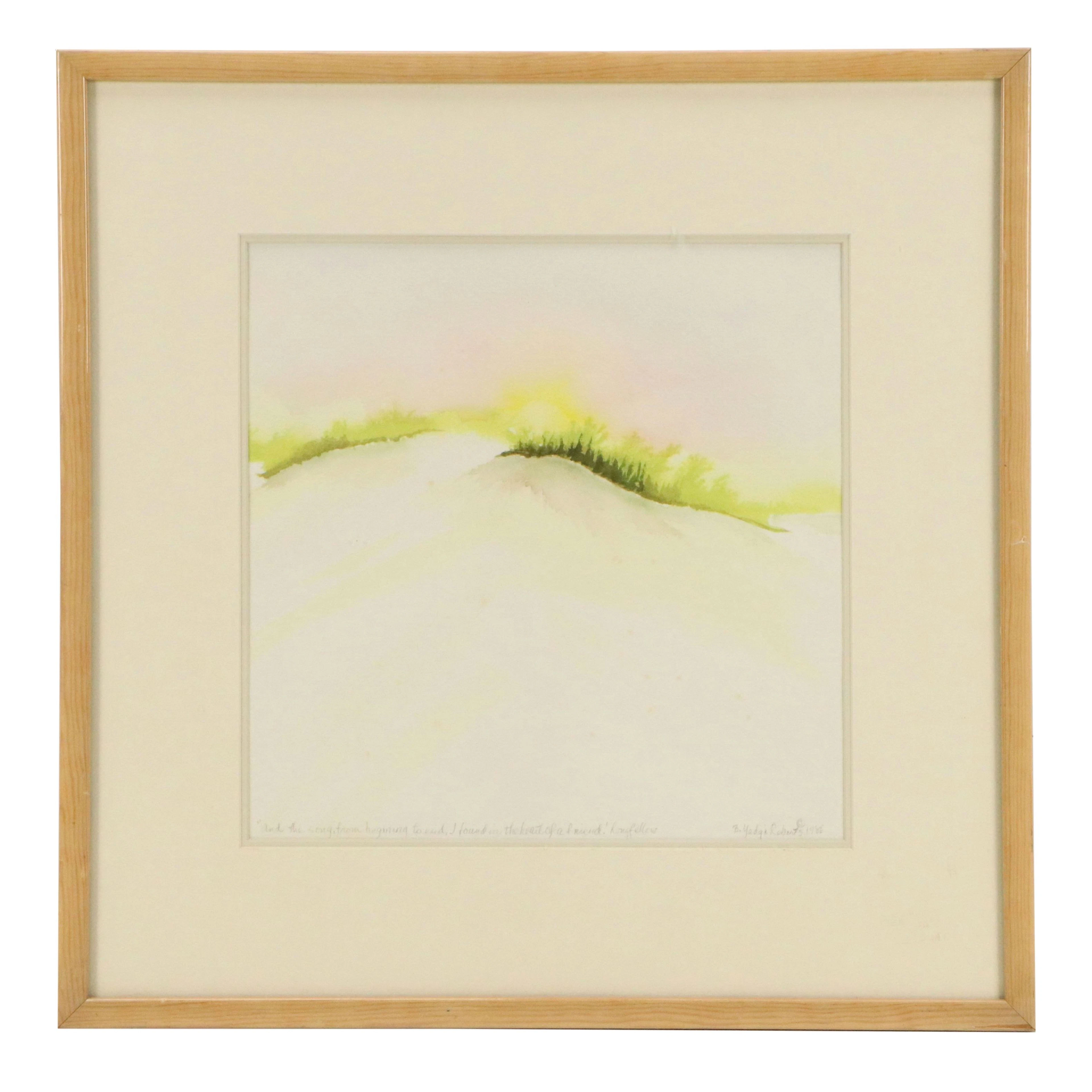 Abstract Minimalist Watercolor Painting "Heart of a Friend..", 1986