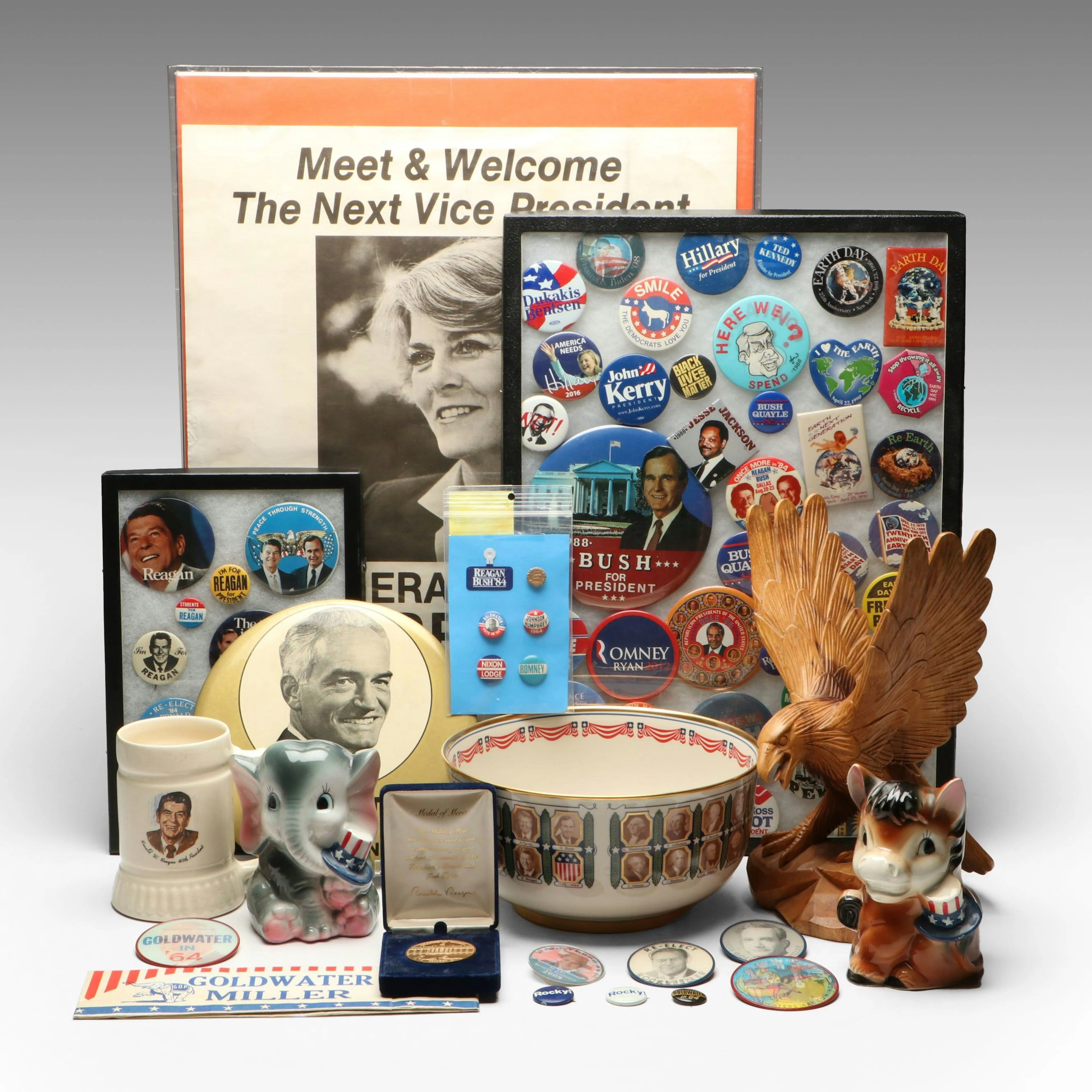 Geraldine Ferraro Poster, Presidential Bowl and More Political Memorabilia