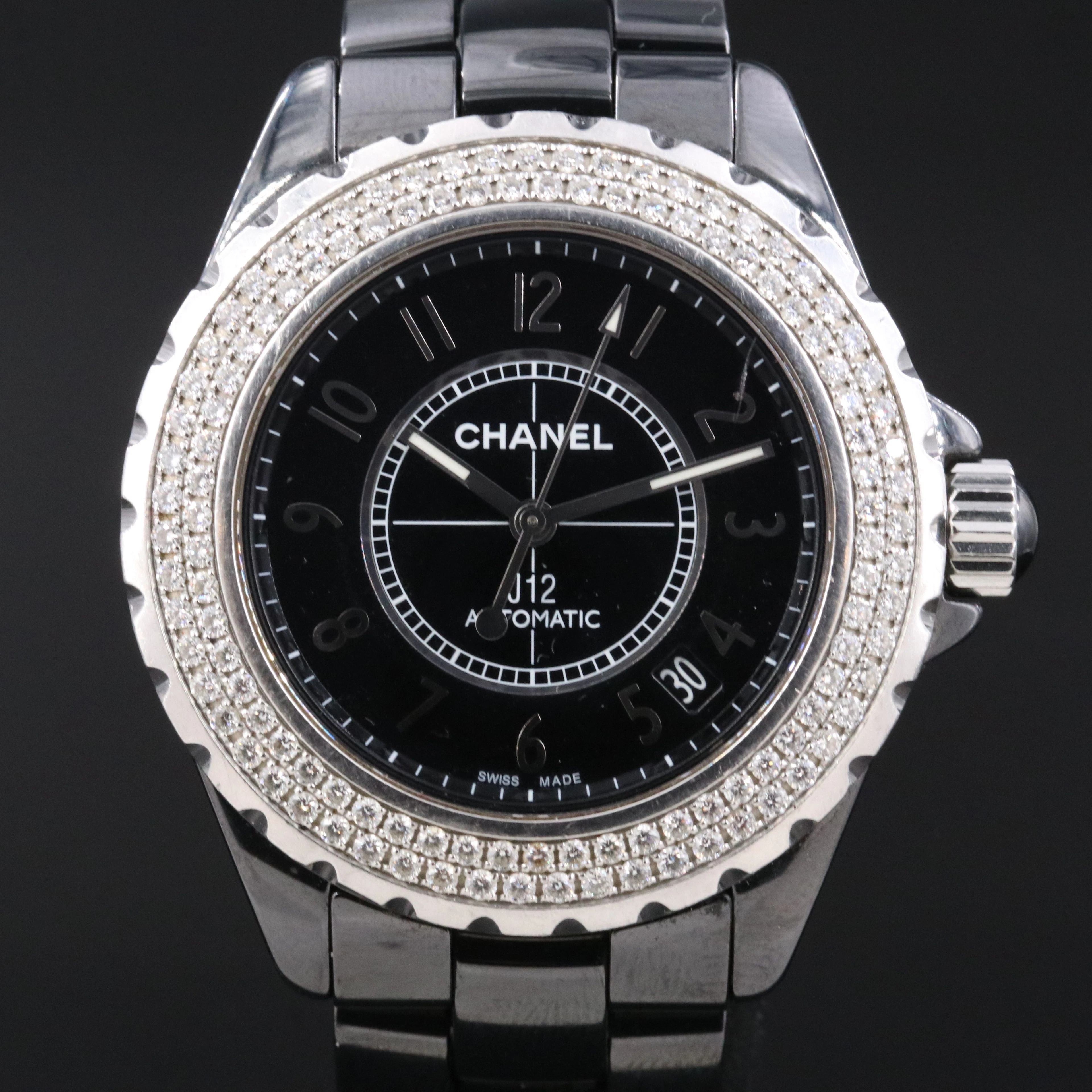 Chanel J12 Factory 1.50 CTW Diamond & Ceramic Automatic Watch H0950