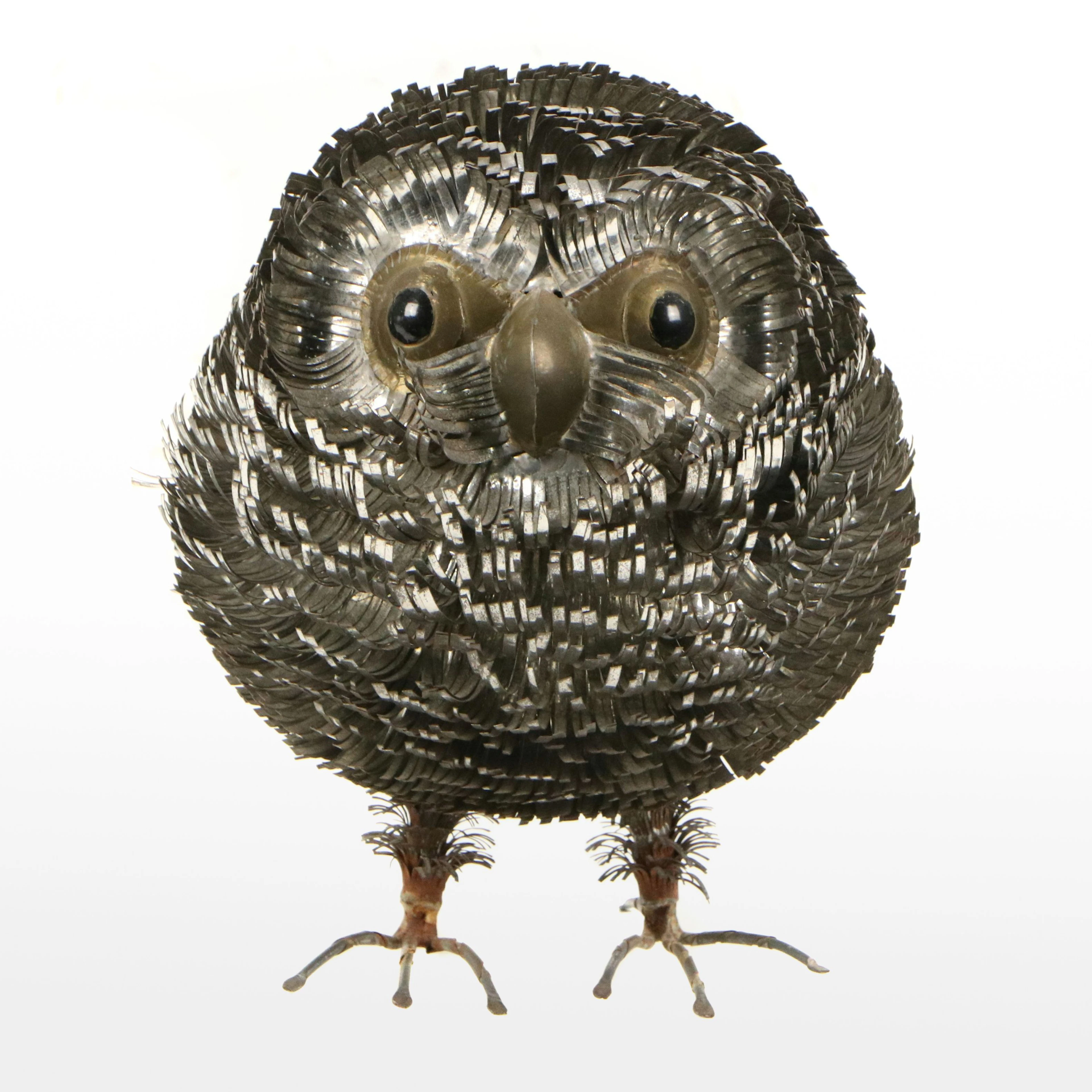 Vintage Attributed to Sergio Bustamante Metal Owl Sculpture