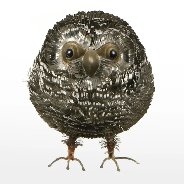 Vintage Attributed to Sergio Bustamante Metal Owl Sculpture