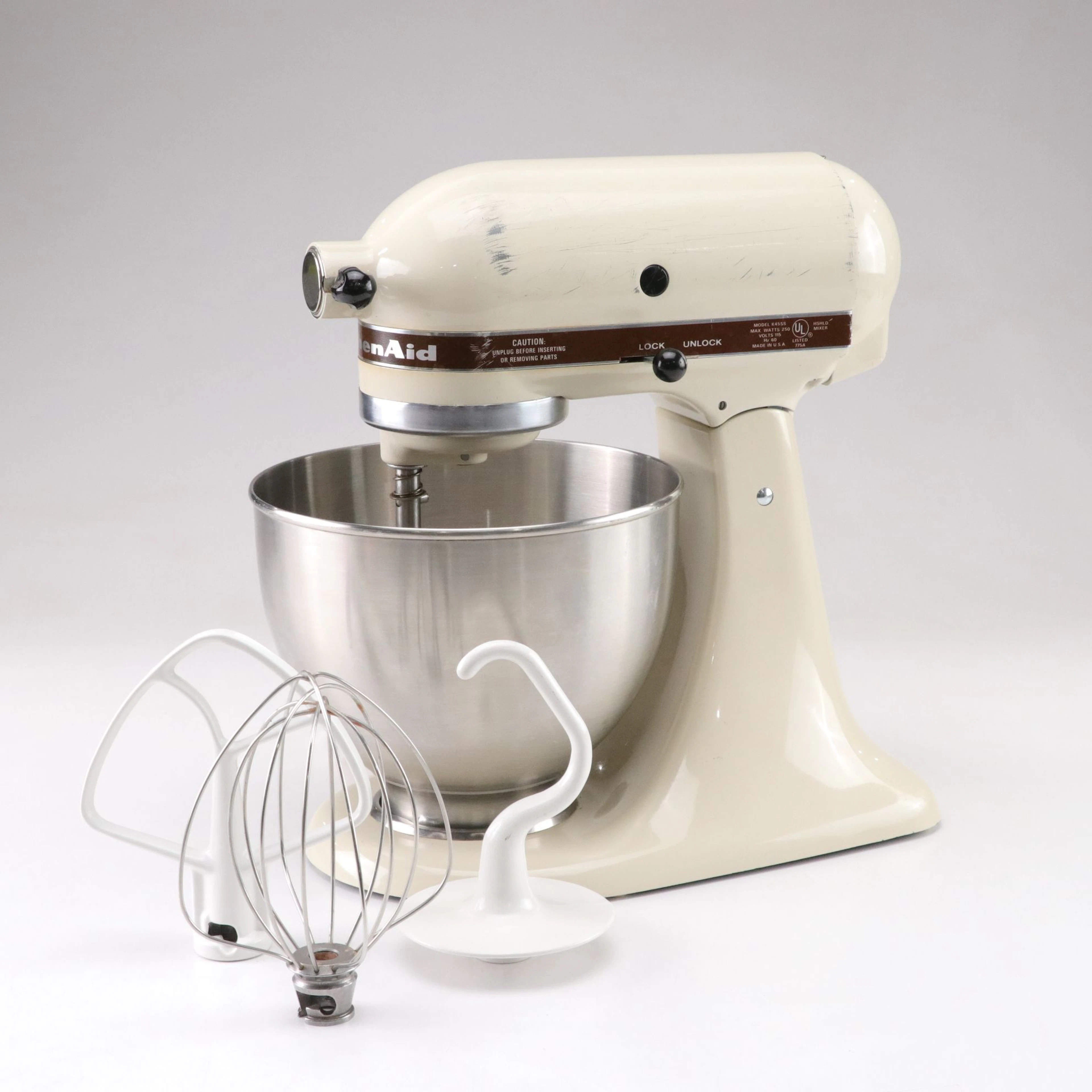 KitchenAid Model K45SS Stand Mixer and Attachments, 1980s