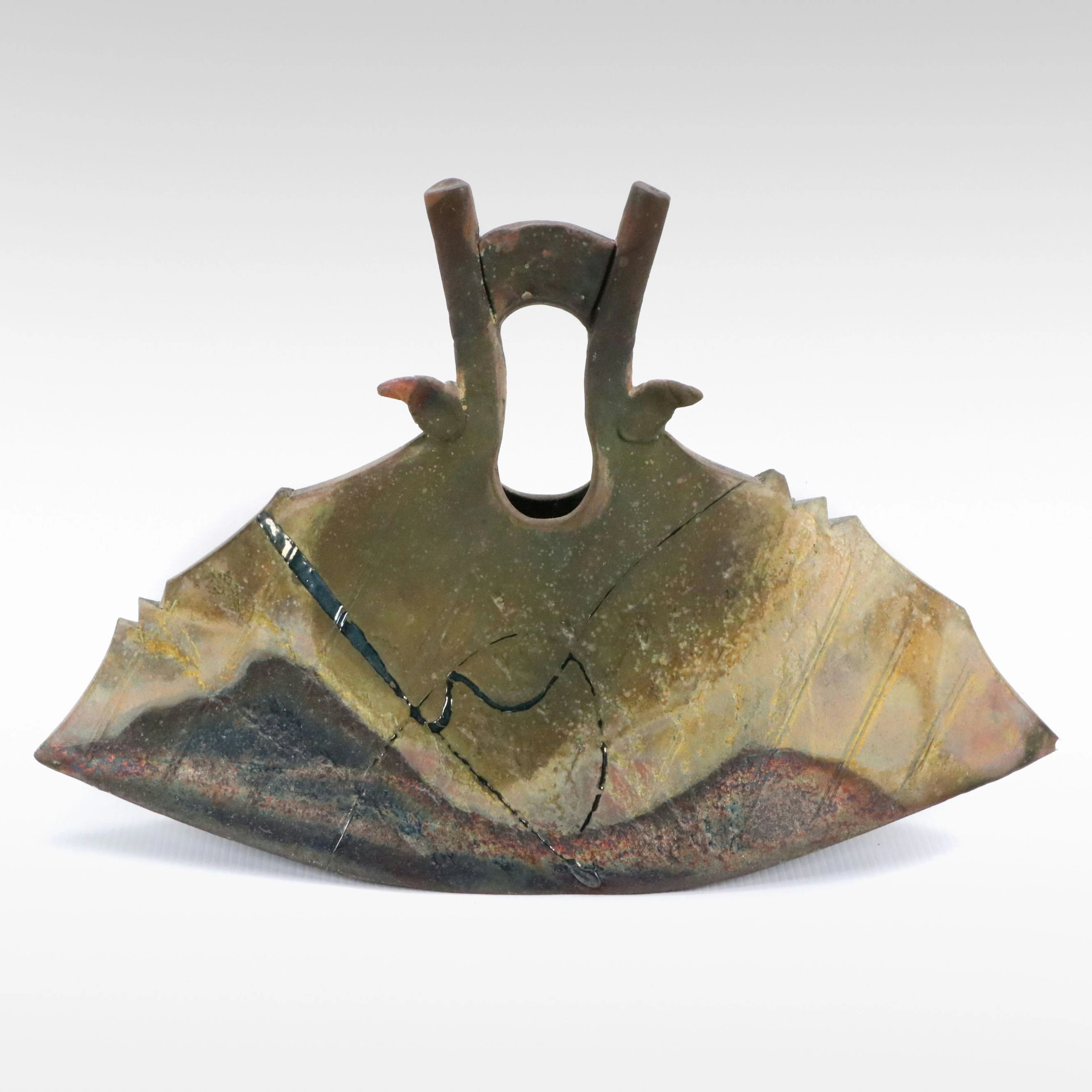 Sculptural Ceramic Vessel with Glazed Streaks, Late 20th to 21st Century